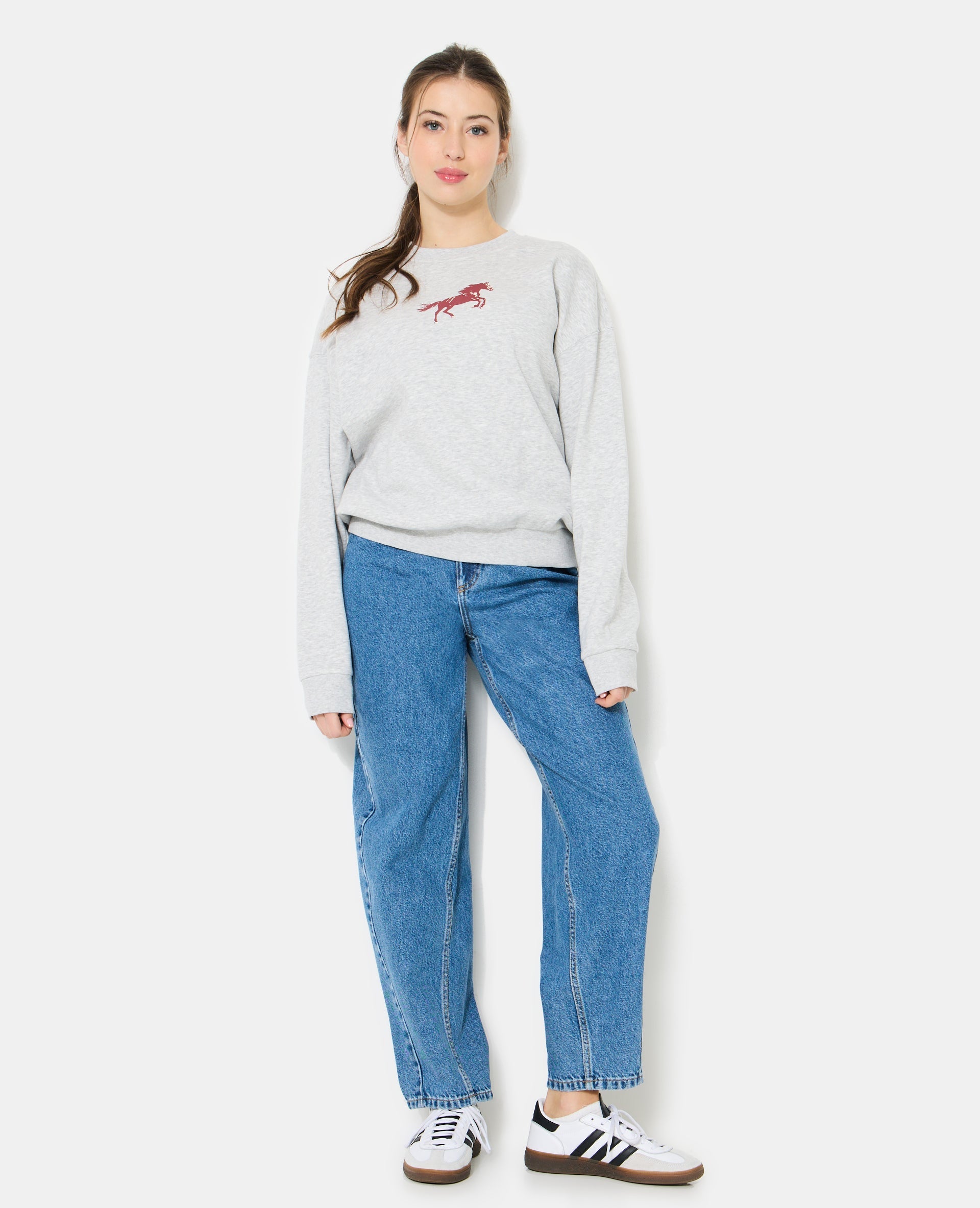 Sweat oversize avec print poitrine et dos