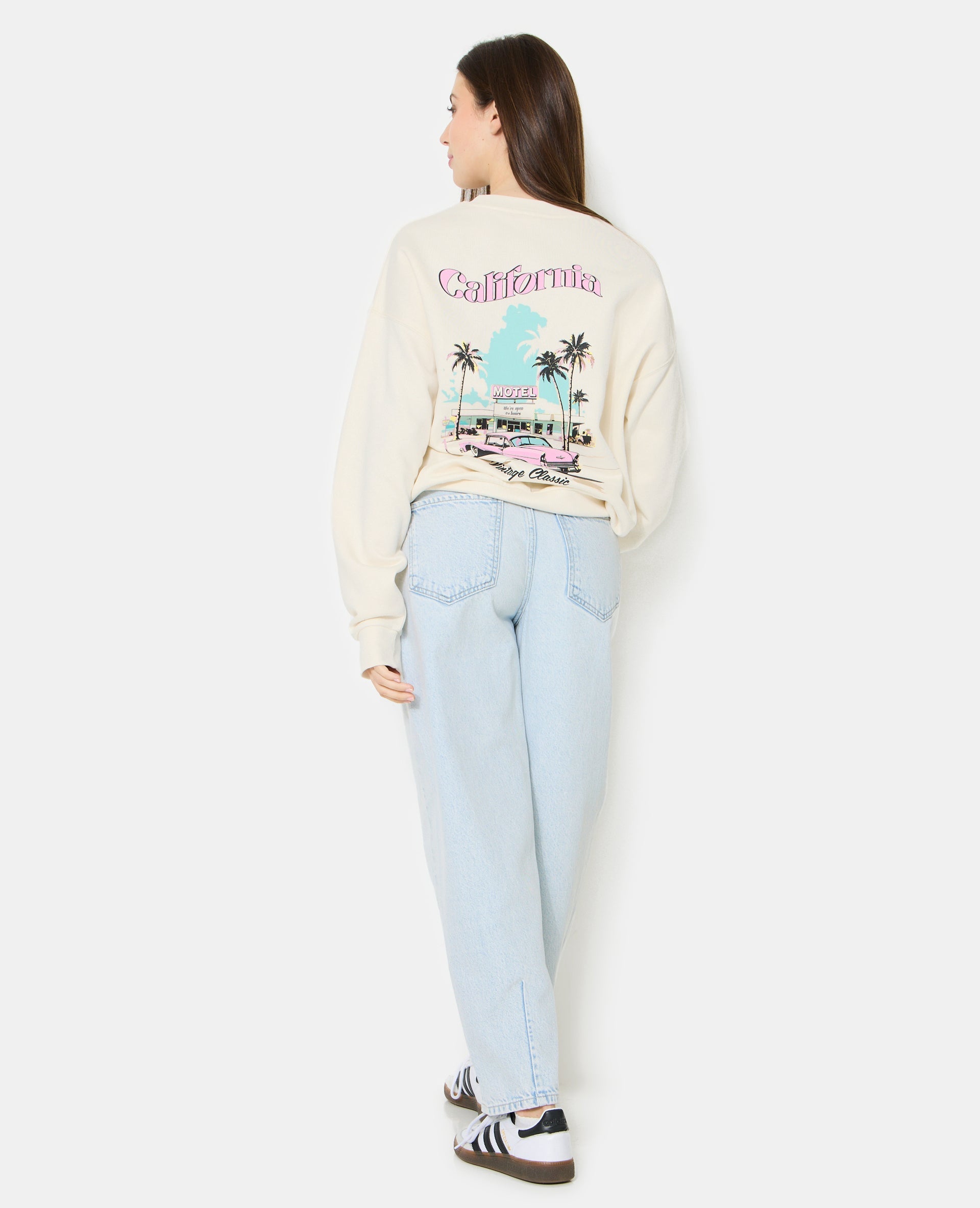 Sweat oversize avec print poitrine et dos