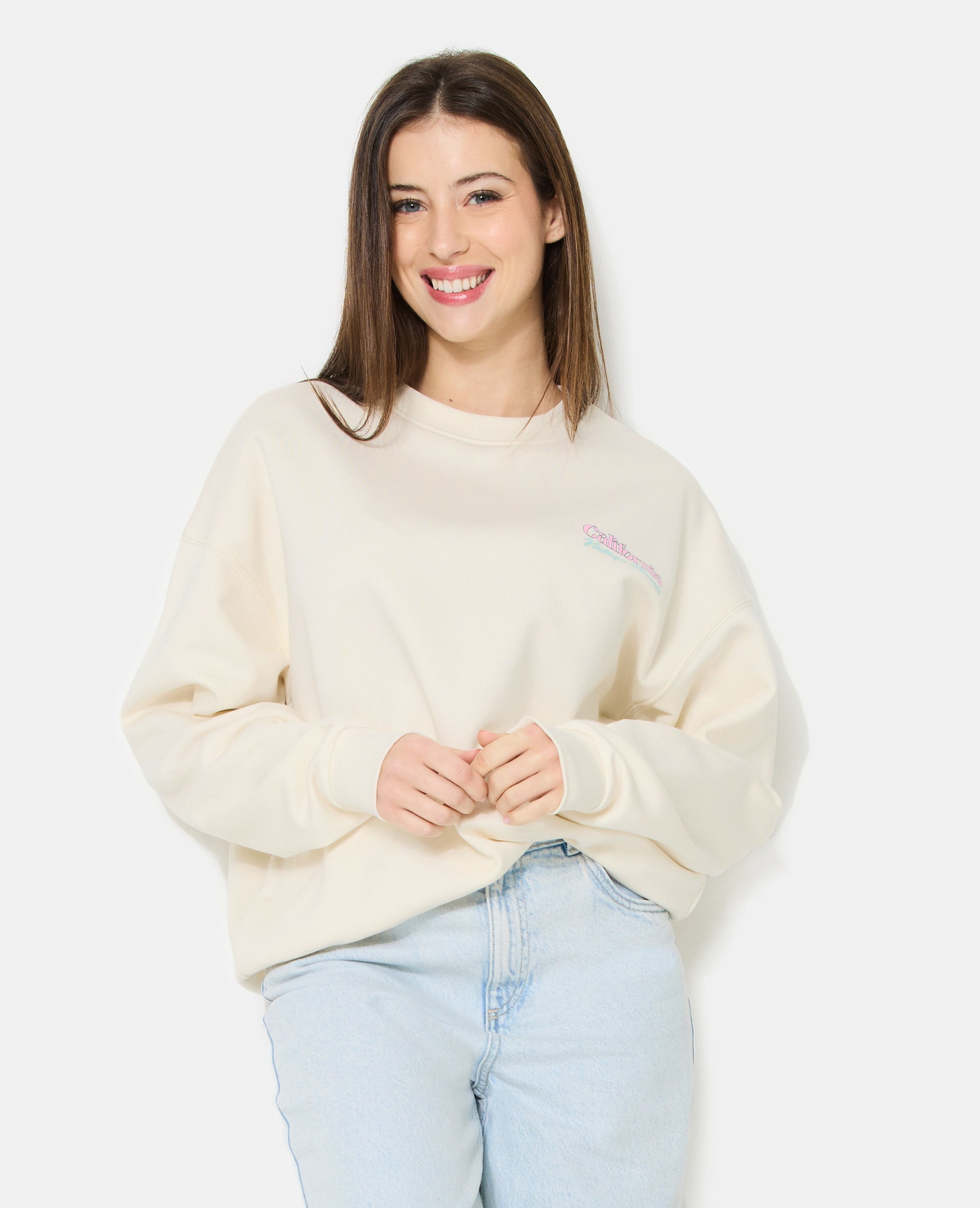 Sweat oversize avec print poitrine et dos