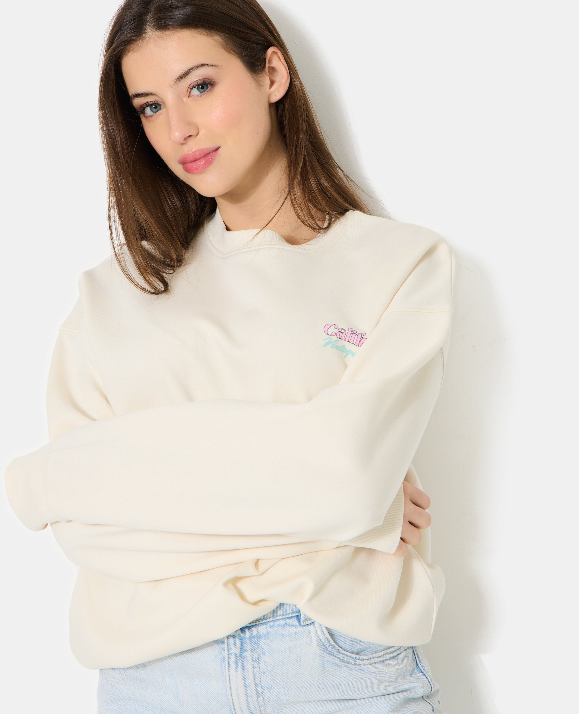 Sweat oversize avec print poitrine et dos
