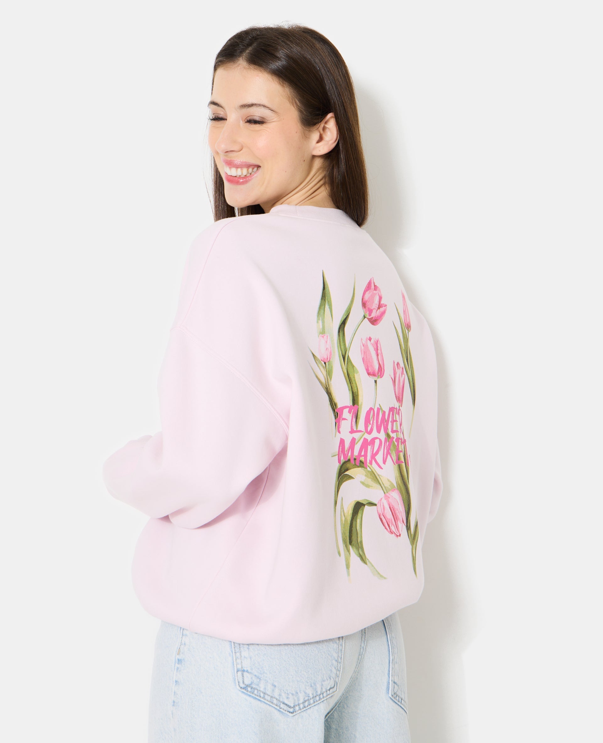 Sweat oversize avec print poitrine et dos