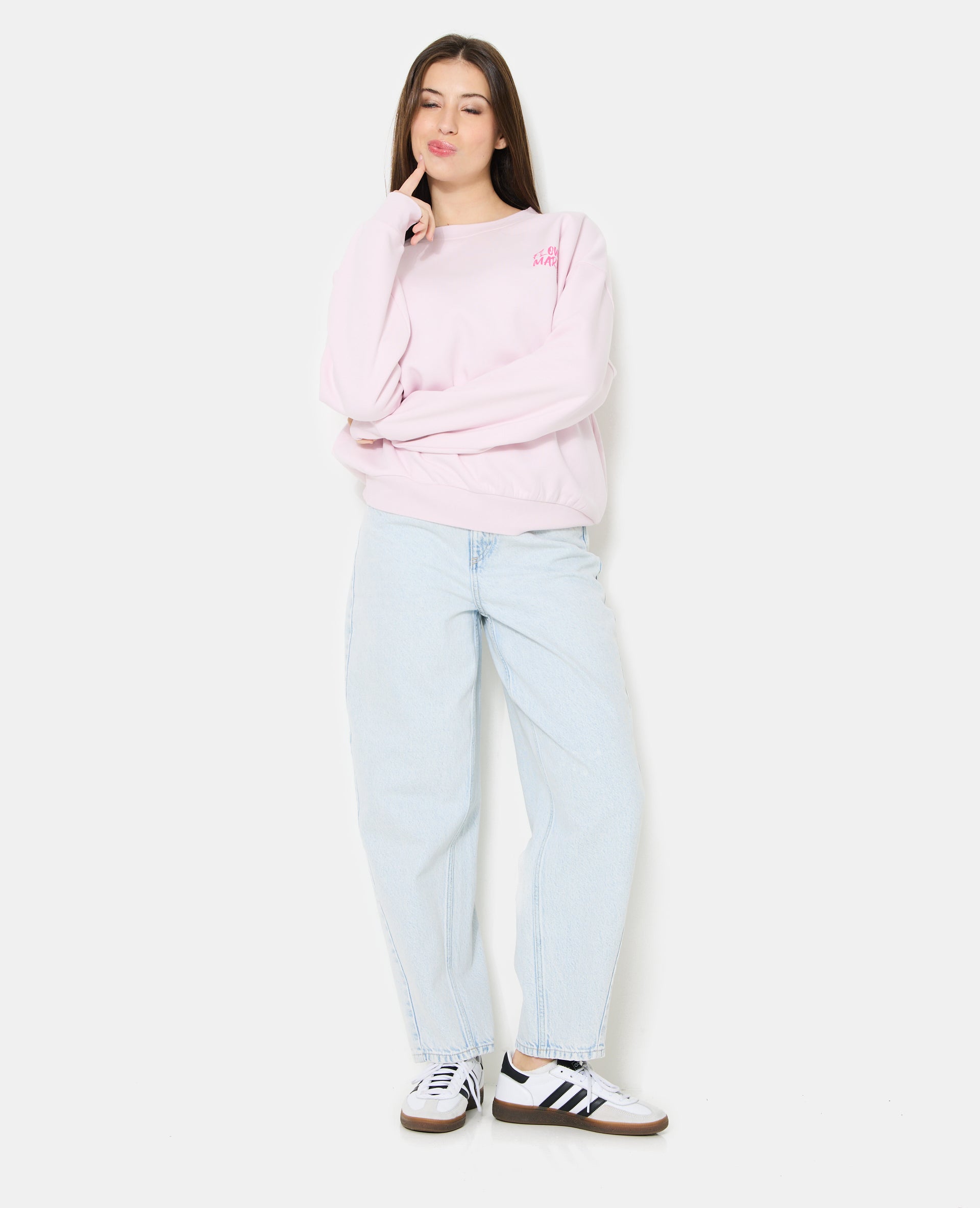 Sweat oversize avec print poitrine et dos