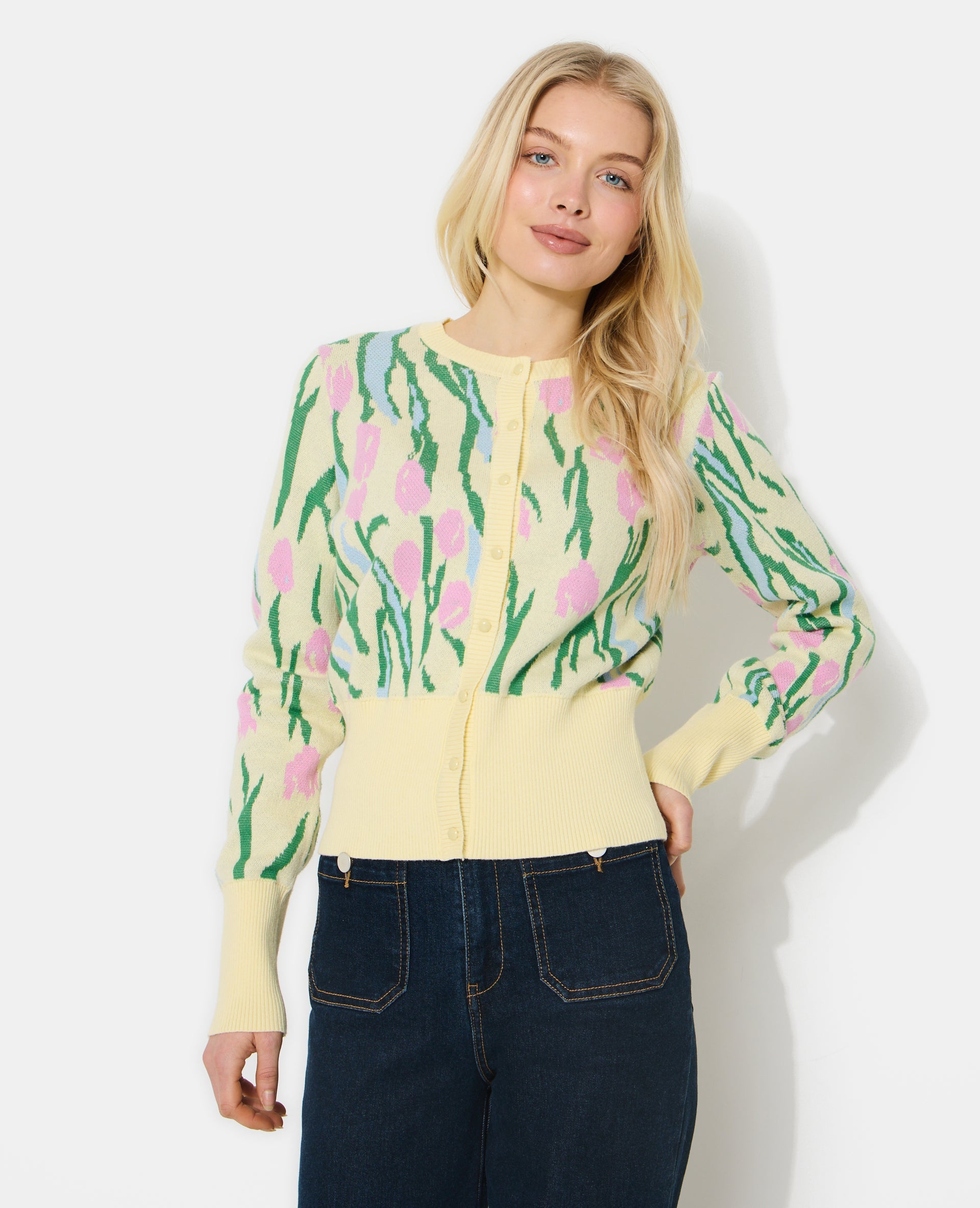 Gilet motif tulipes