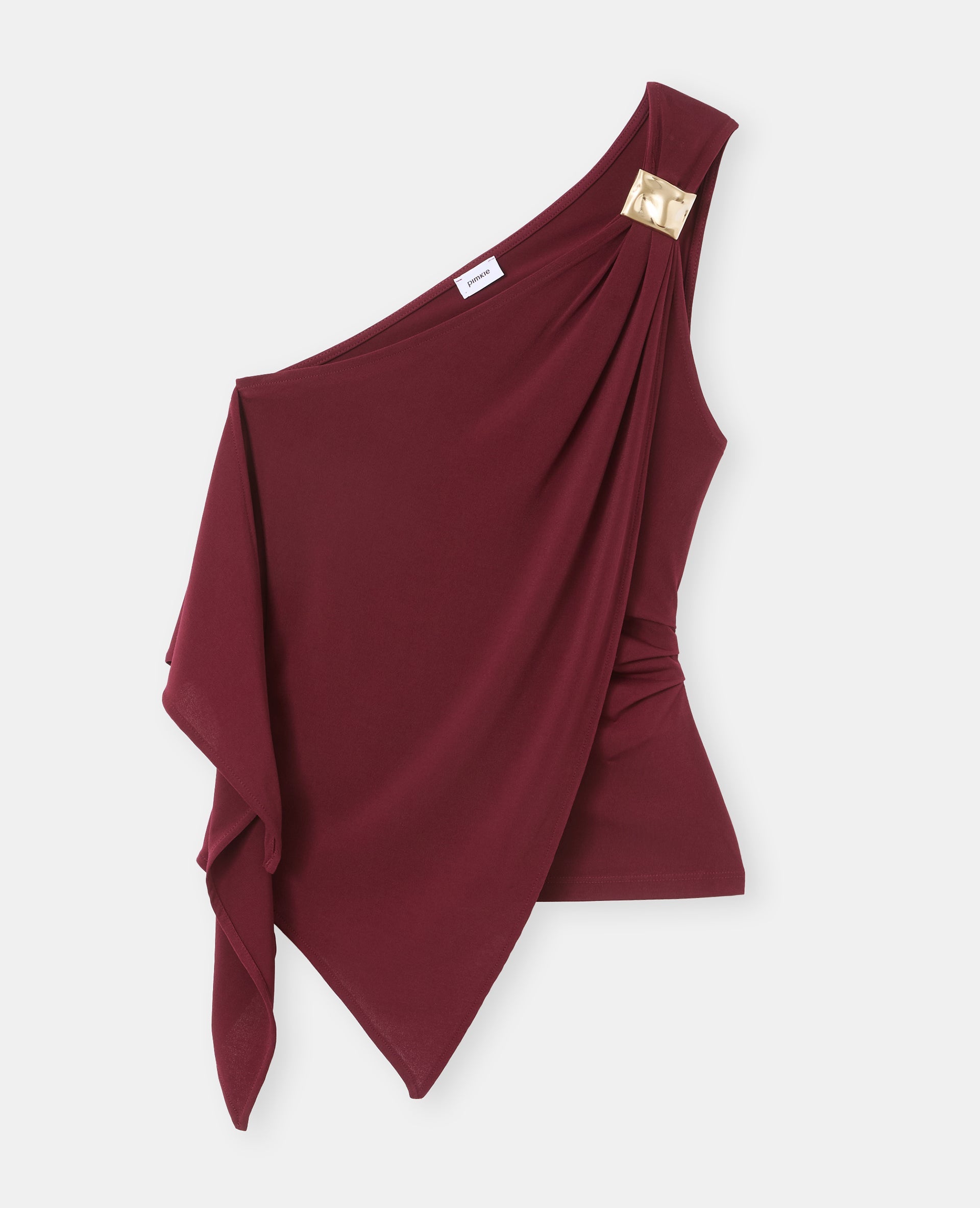 Top asymétrique avec détail bijou et drapés