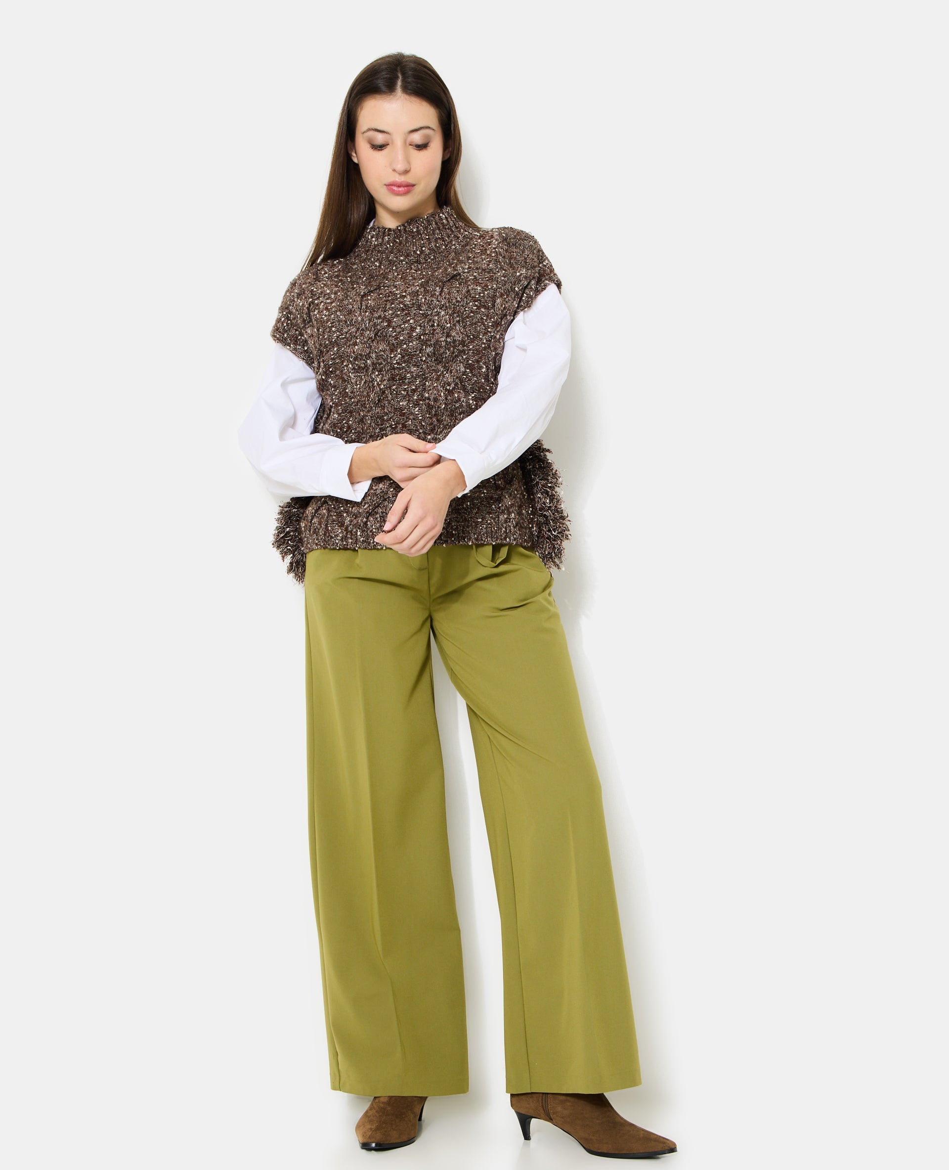 Pull sans manches avec maille torsadée