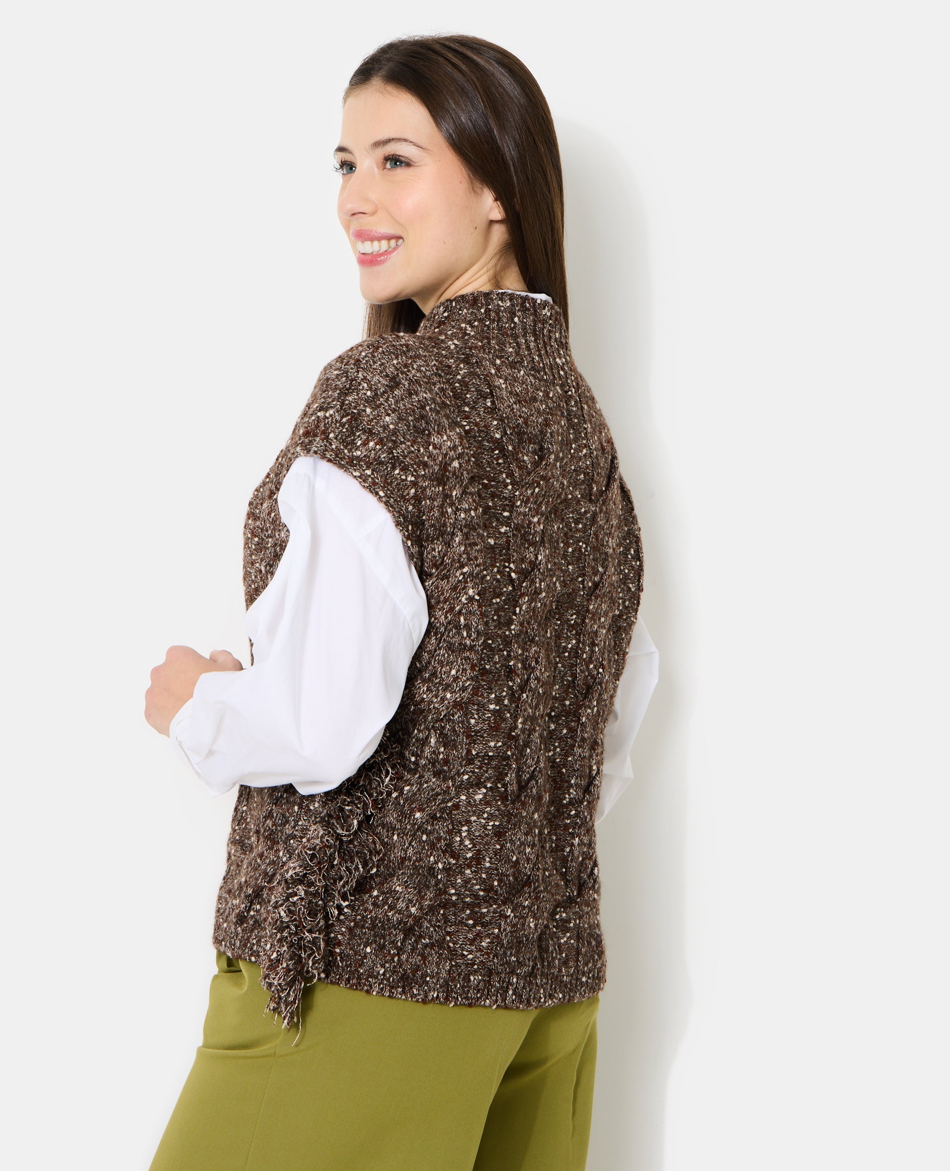 Pull sans manches avec maille torsadée