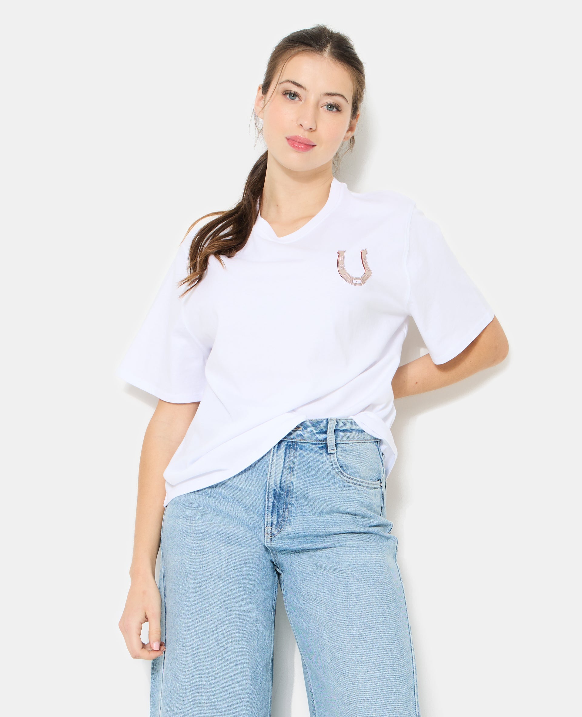T-shirt oversize avec print poitrine et dos