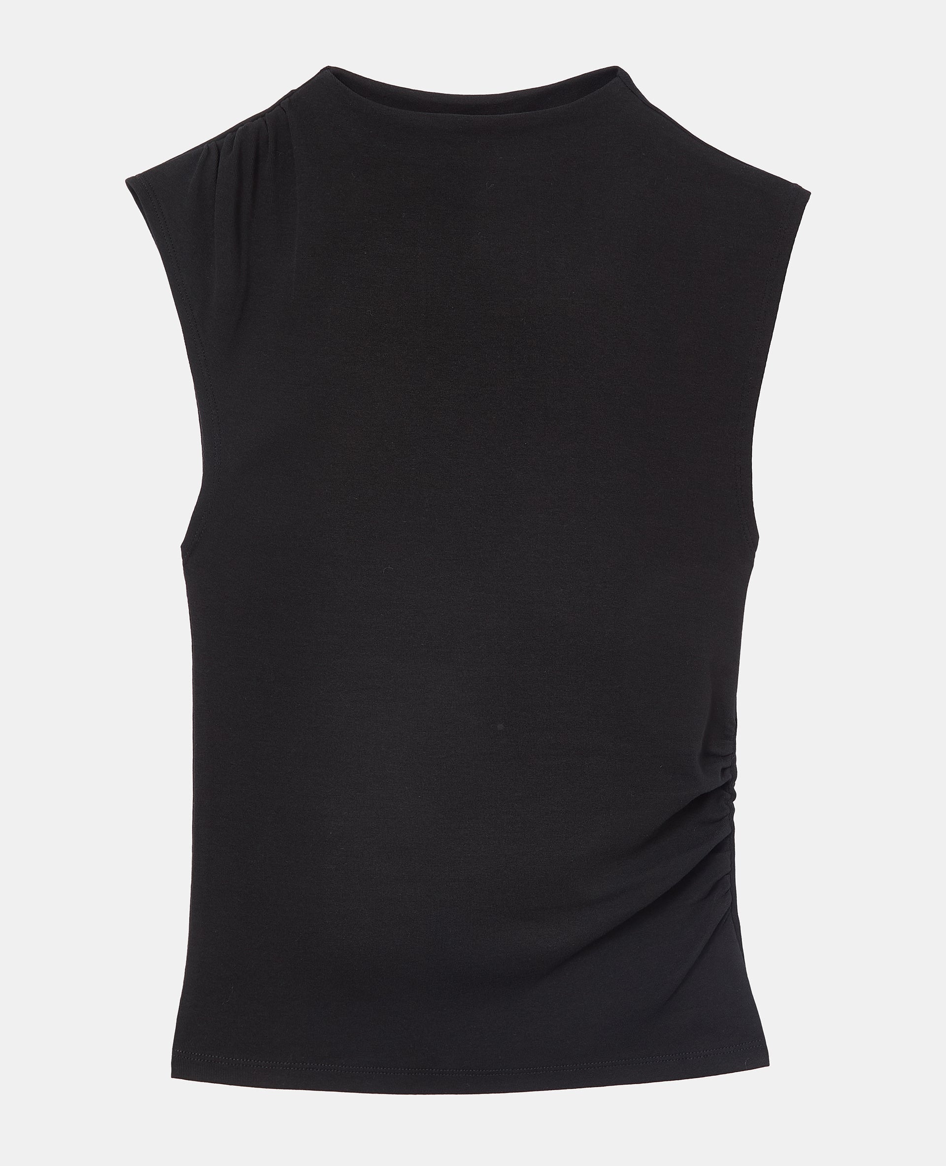 T-shirt sans manches avec col montant et fronces