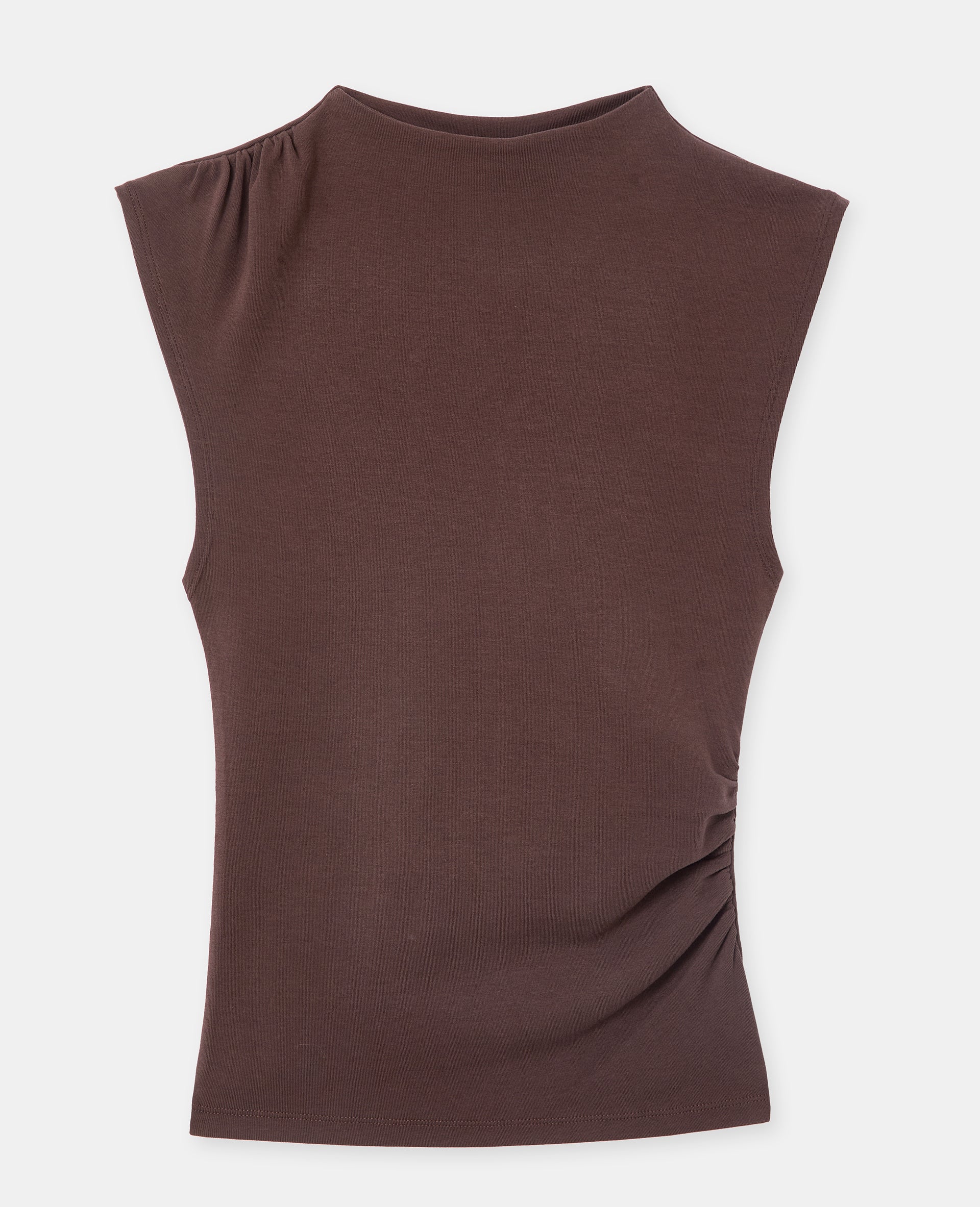 T-shirt sans manches avec col montant et fronces