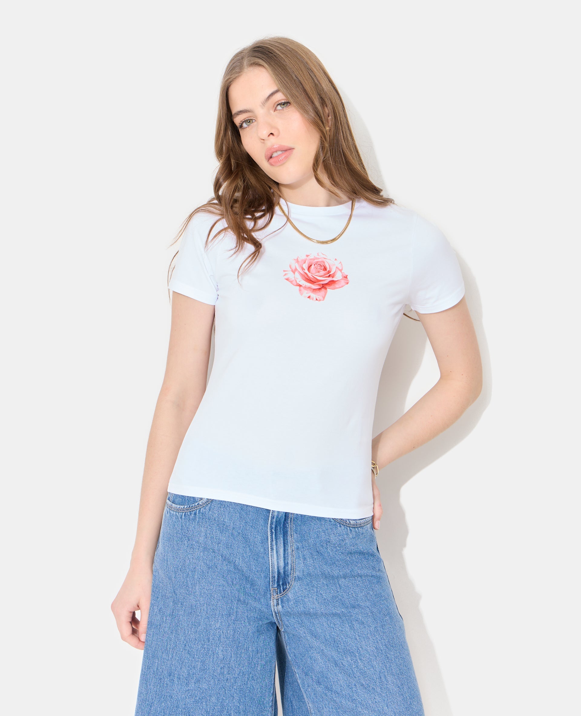T-shirt ajusté avec rose