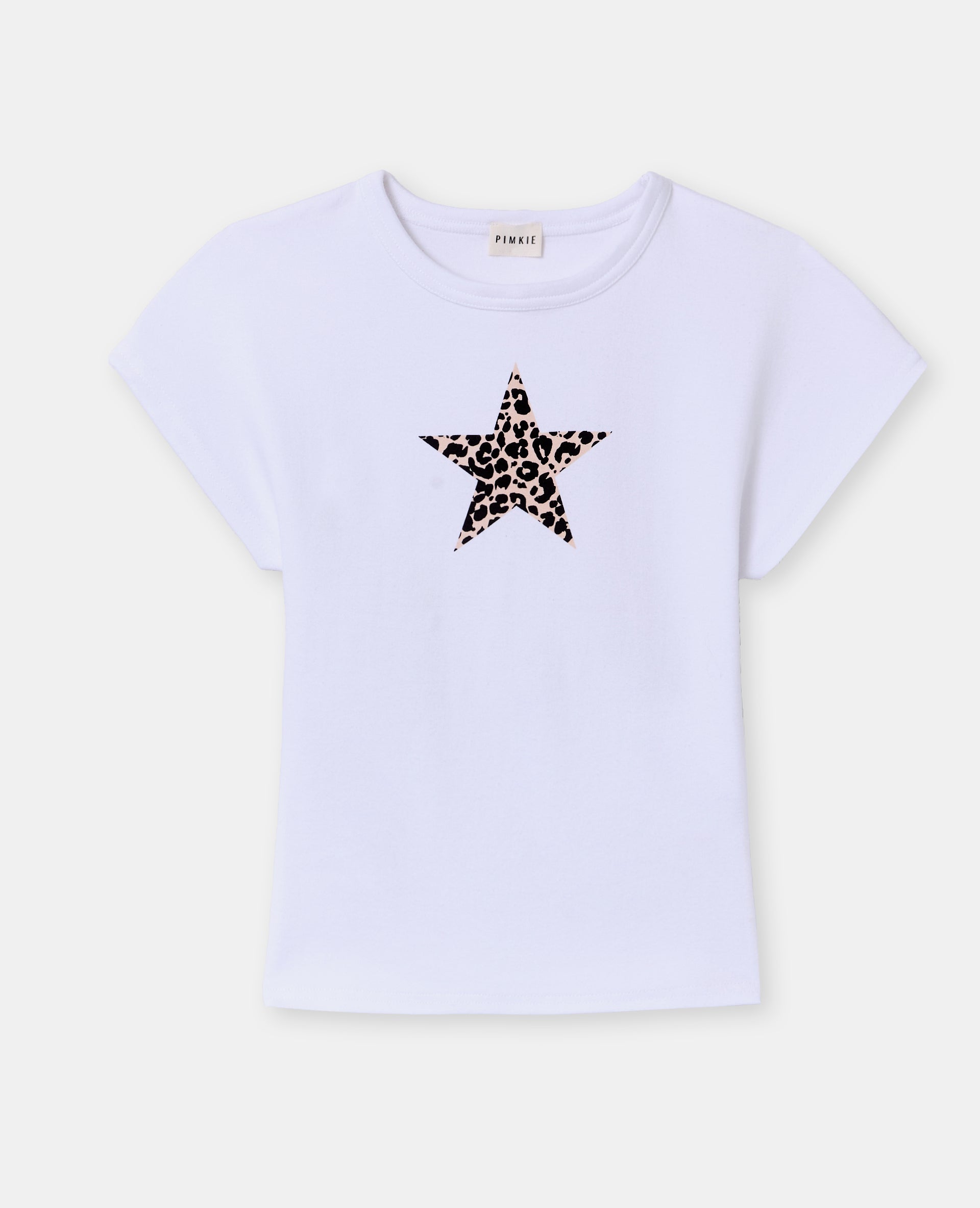 T-shirt ajusté col rond avec étoile motif léopard