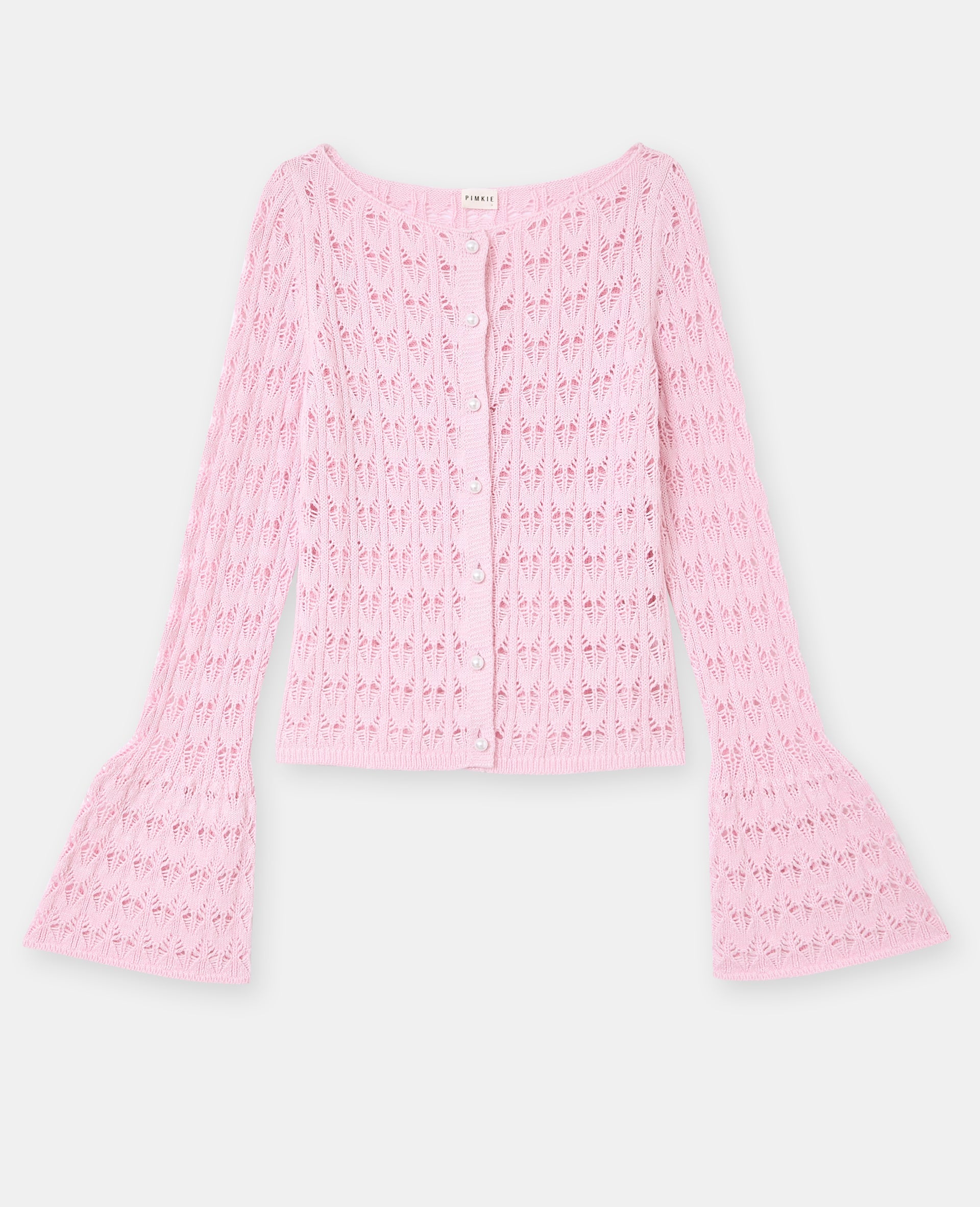 Gilet en maille ajourée avec boutons perles