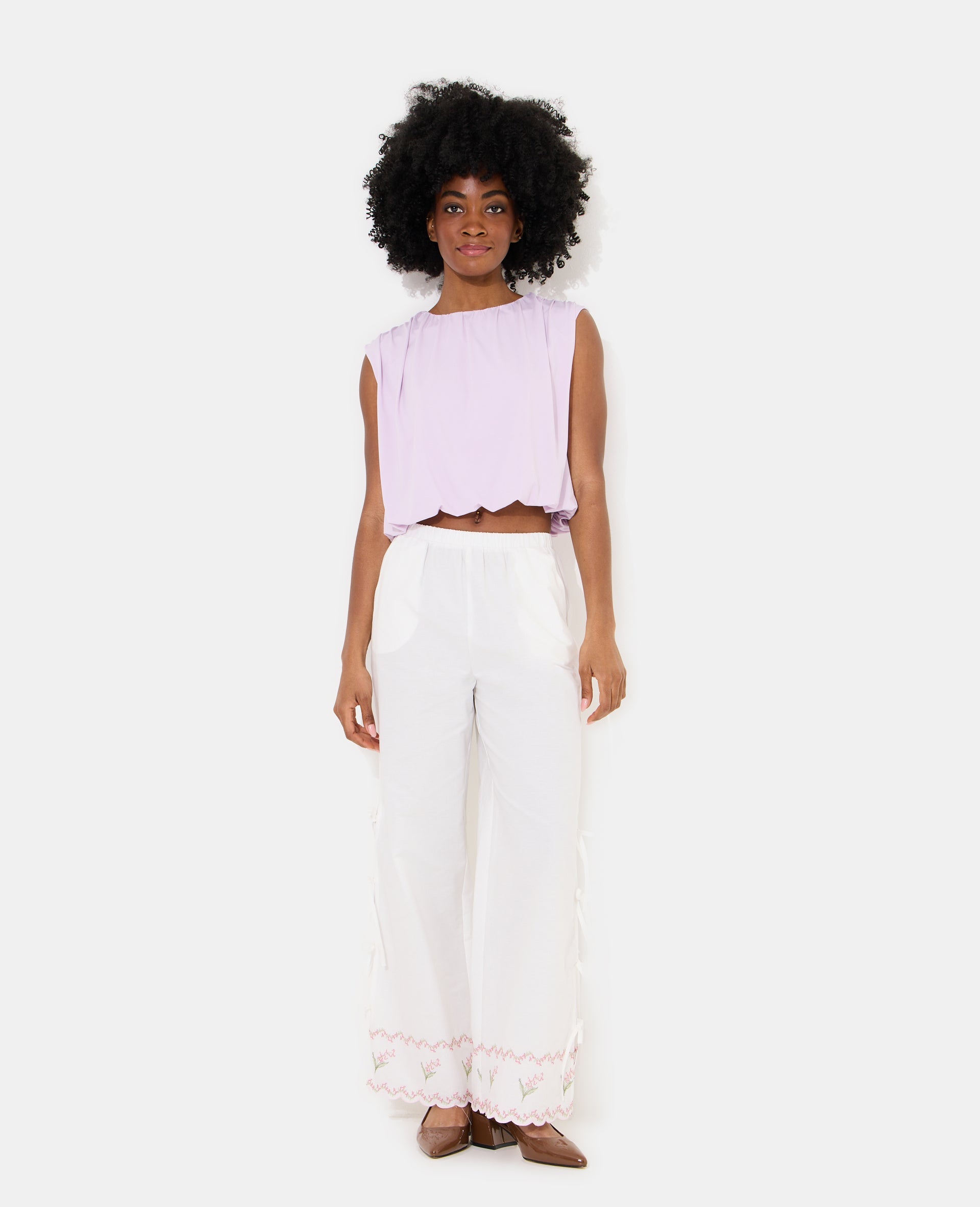 Top boule sans manches en maille fluide