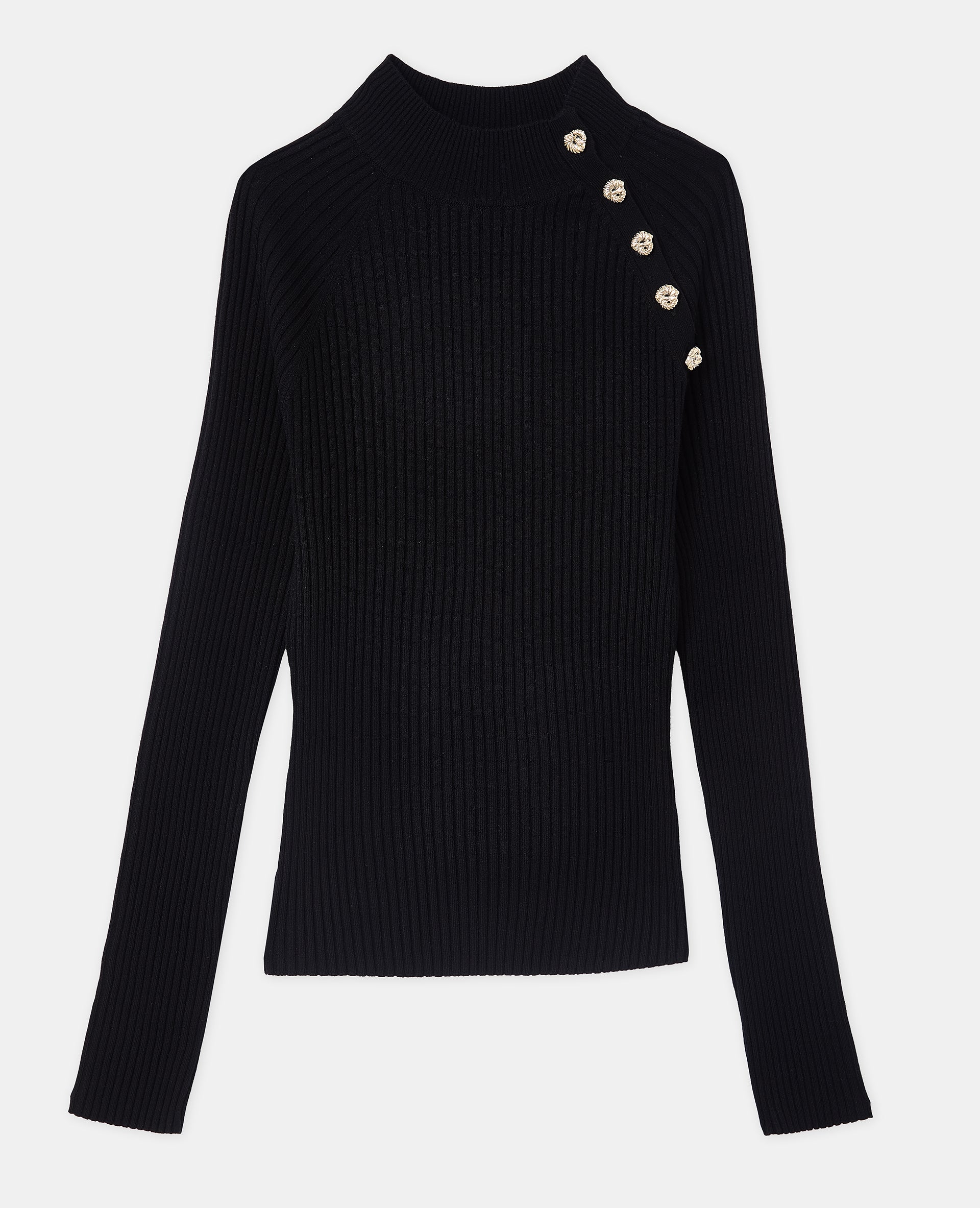 Pull moulant en maille côtelée avec boutons