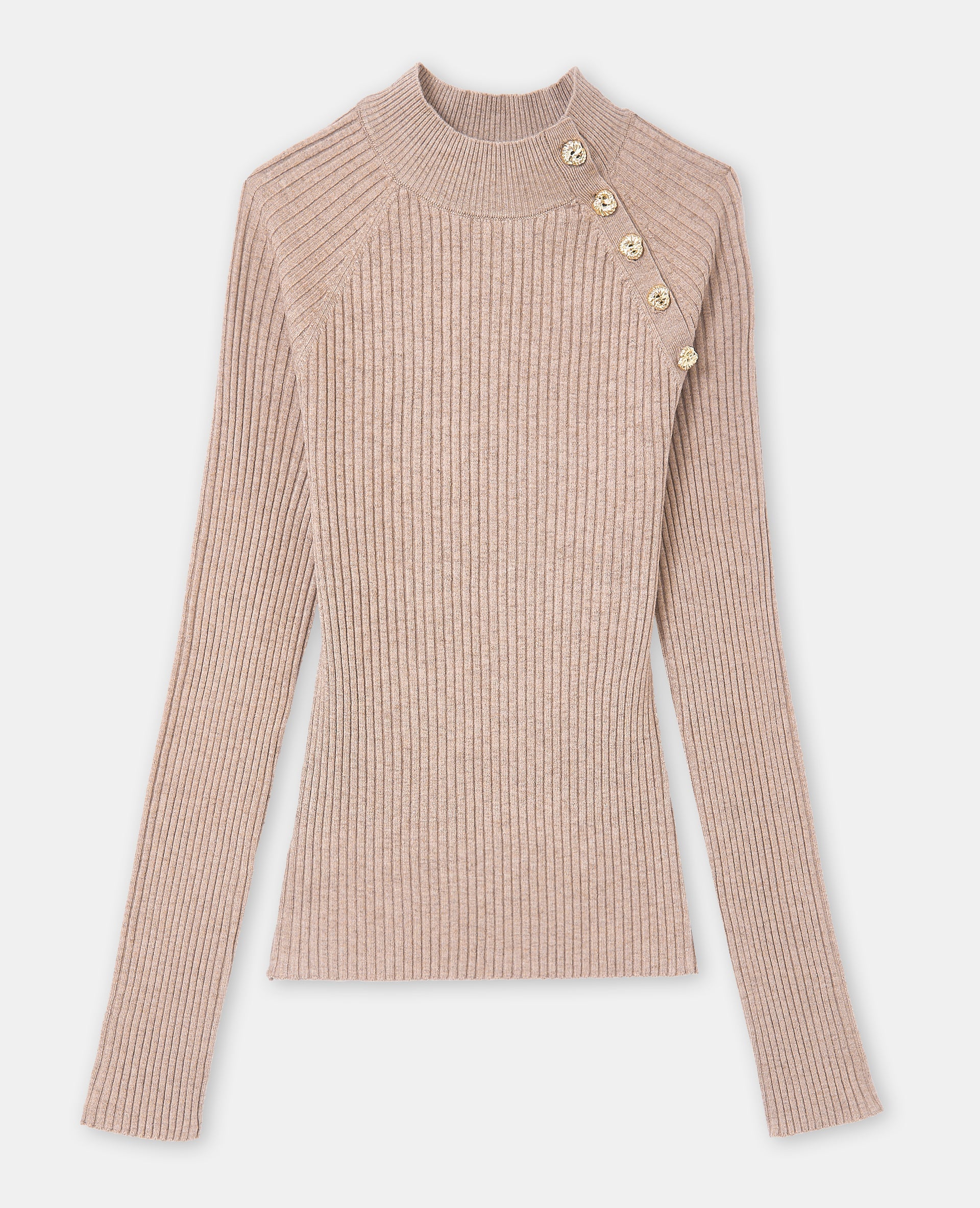Pull moulant en maille côtelée avec boutons
