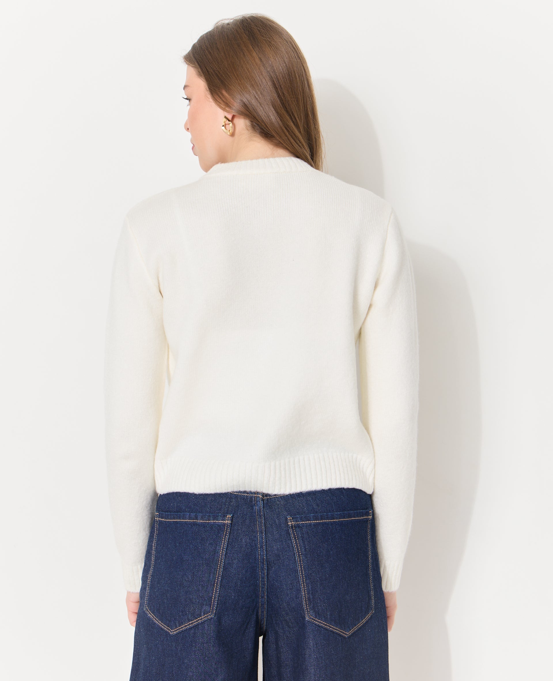 Gilet col rond avec étoile brodée