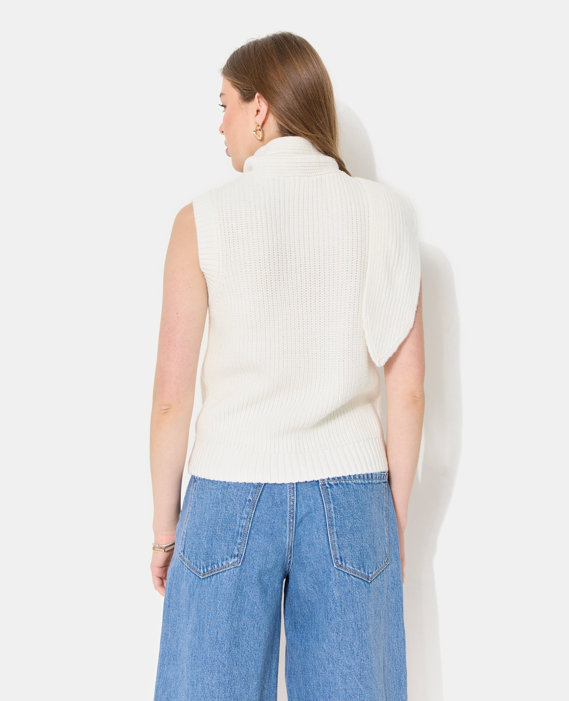 Pull sans manches avec col à nouer