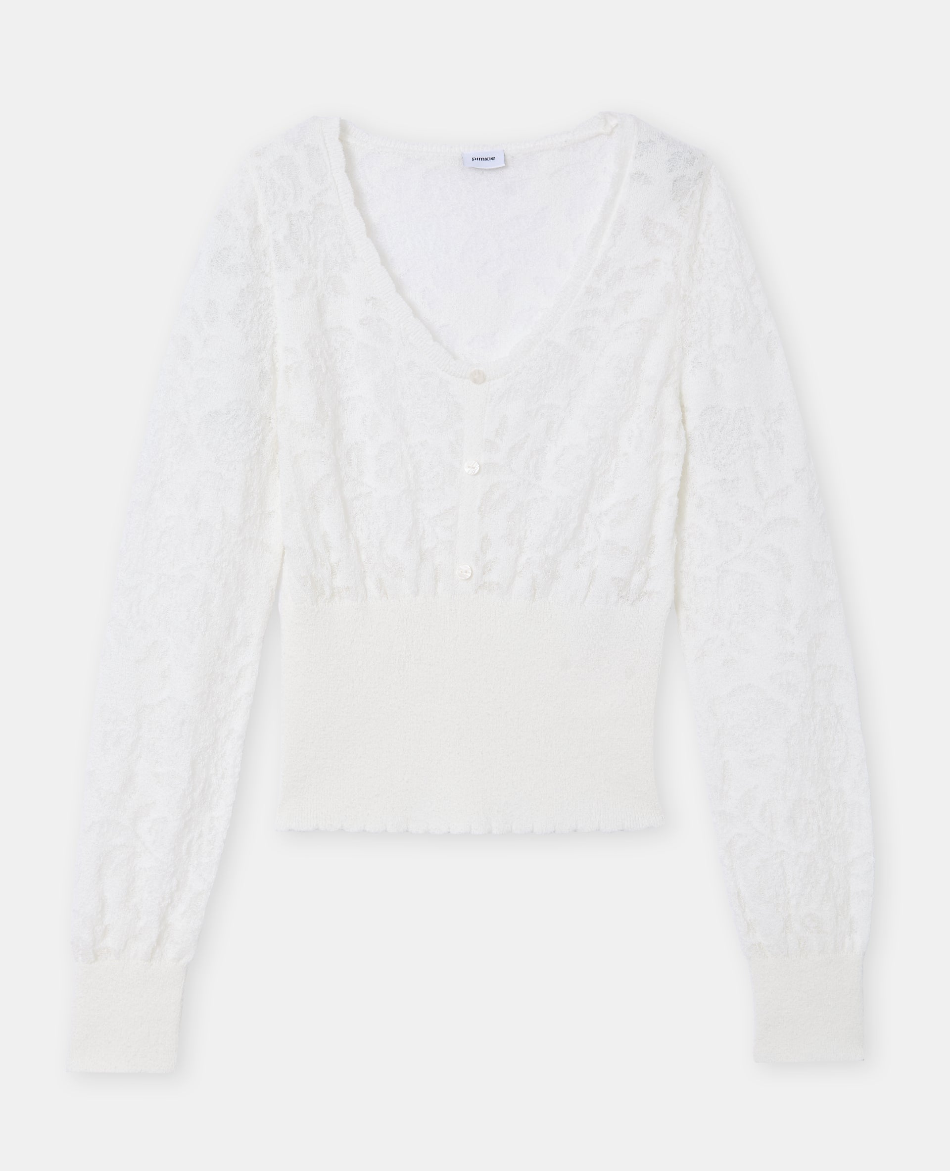 Pull en maille ajourée motif fleurs