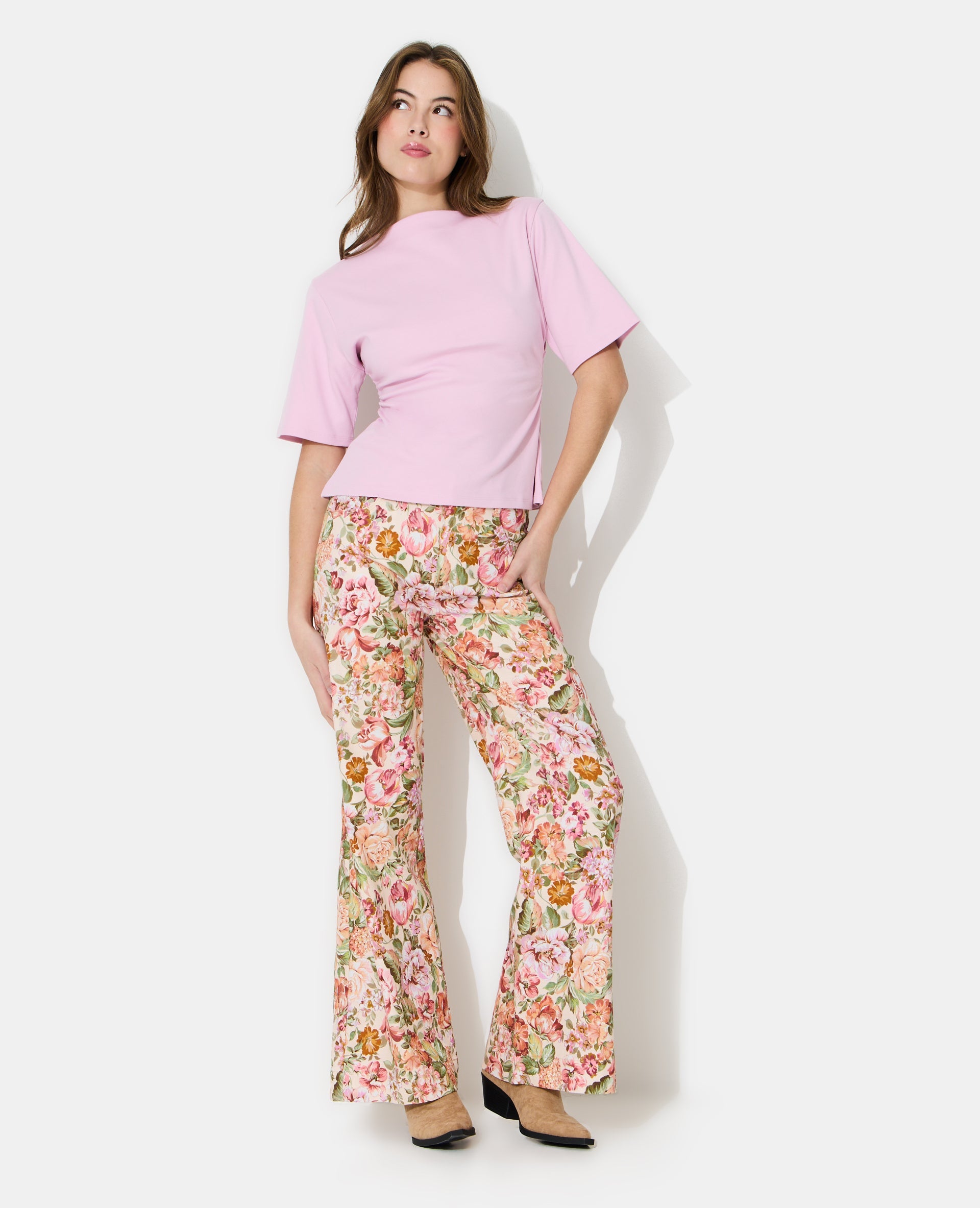 T-shirt avec taille resserrée et froncée