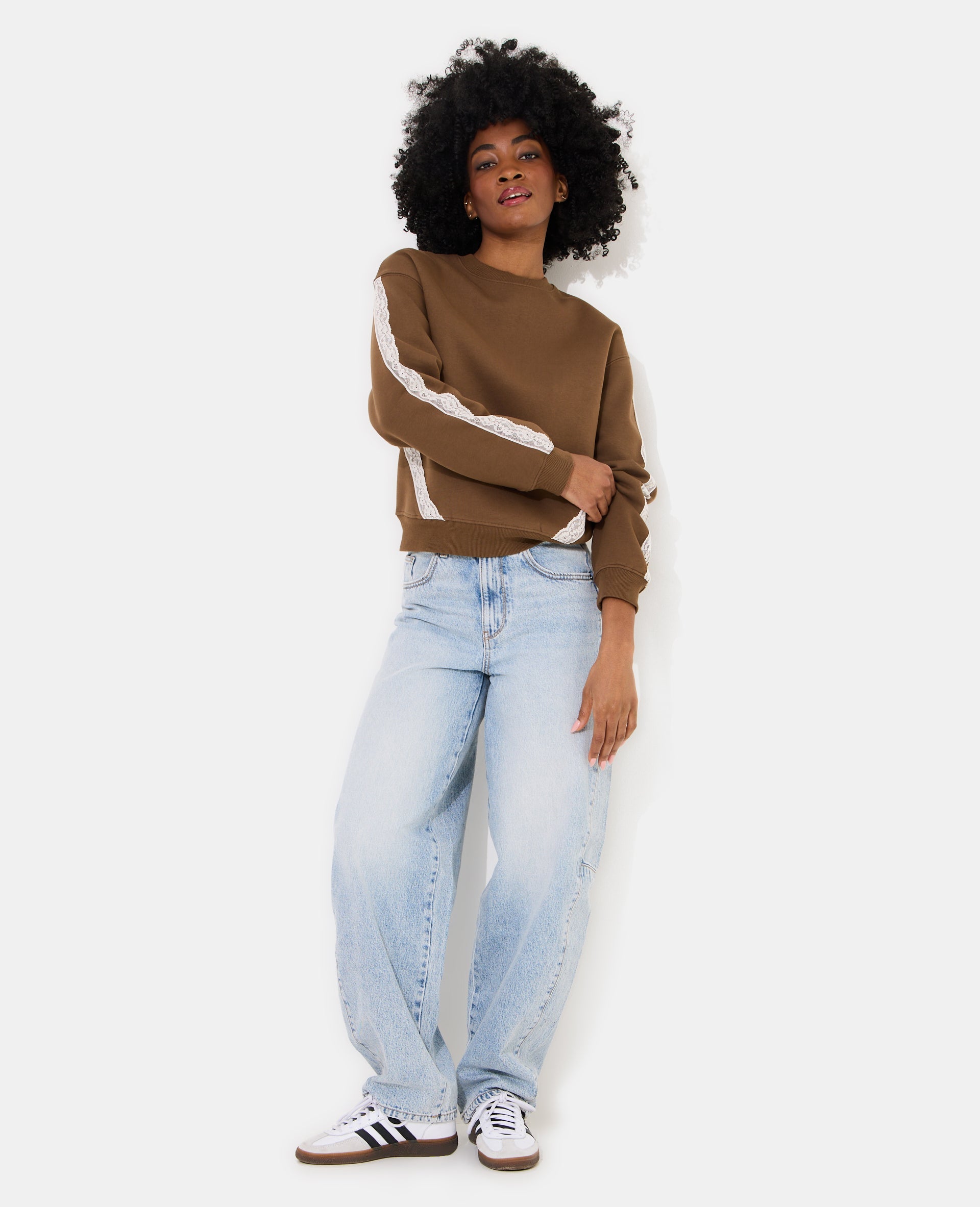 Sweat col rond avec dentelle