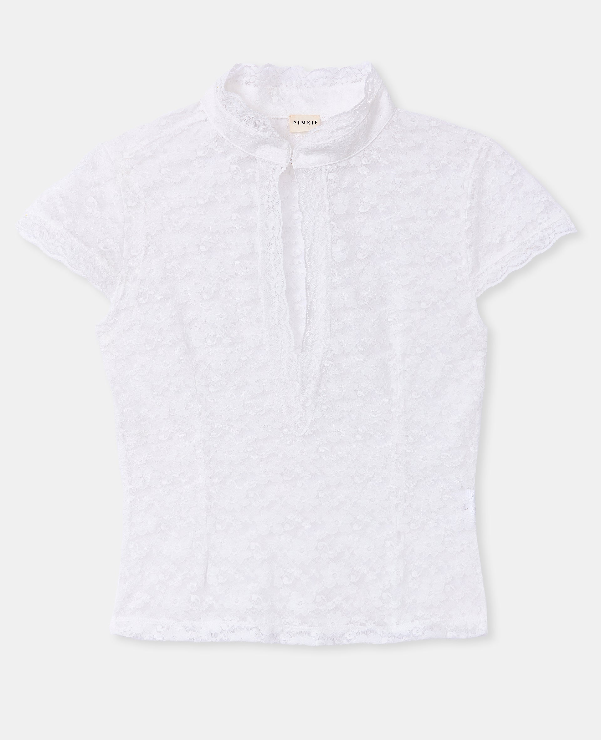 Top en dentelle col mao