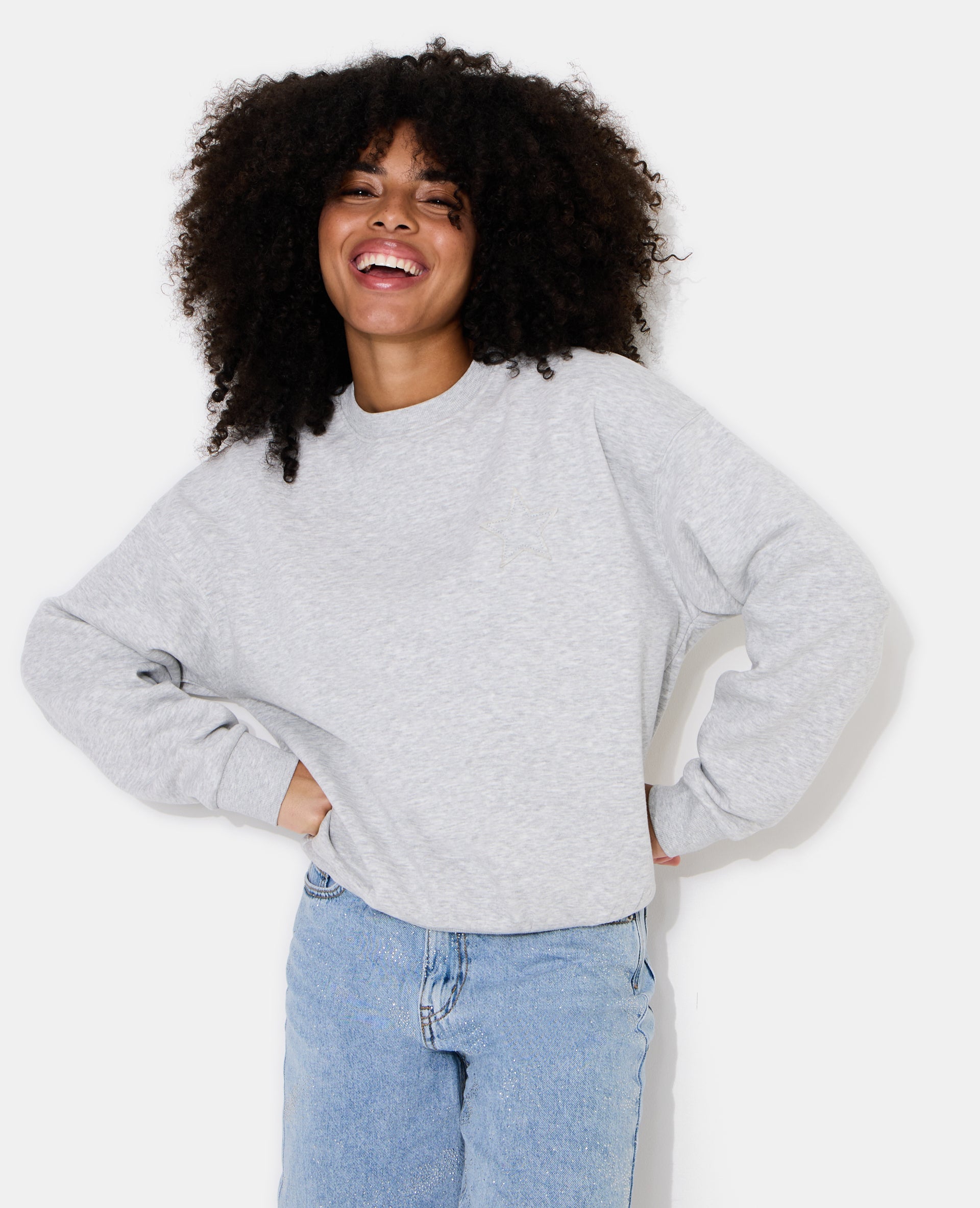 Sweat oversize avec étoile cousue