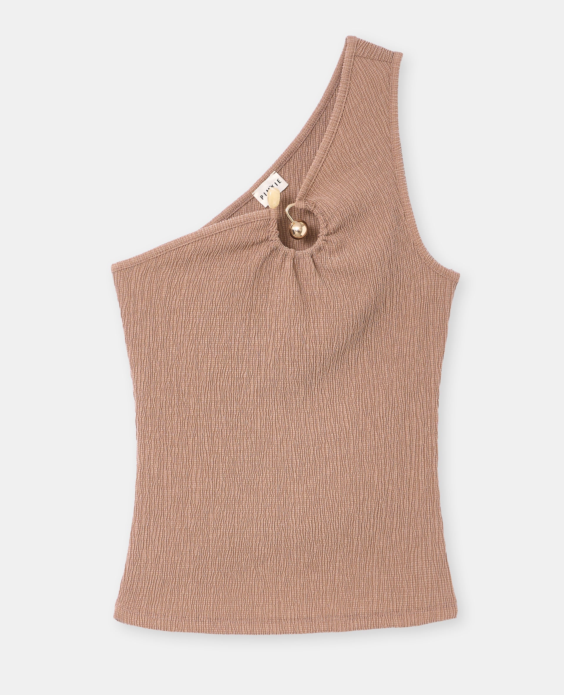 Top asymétrique one shoulder avec détail bijou