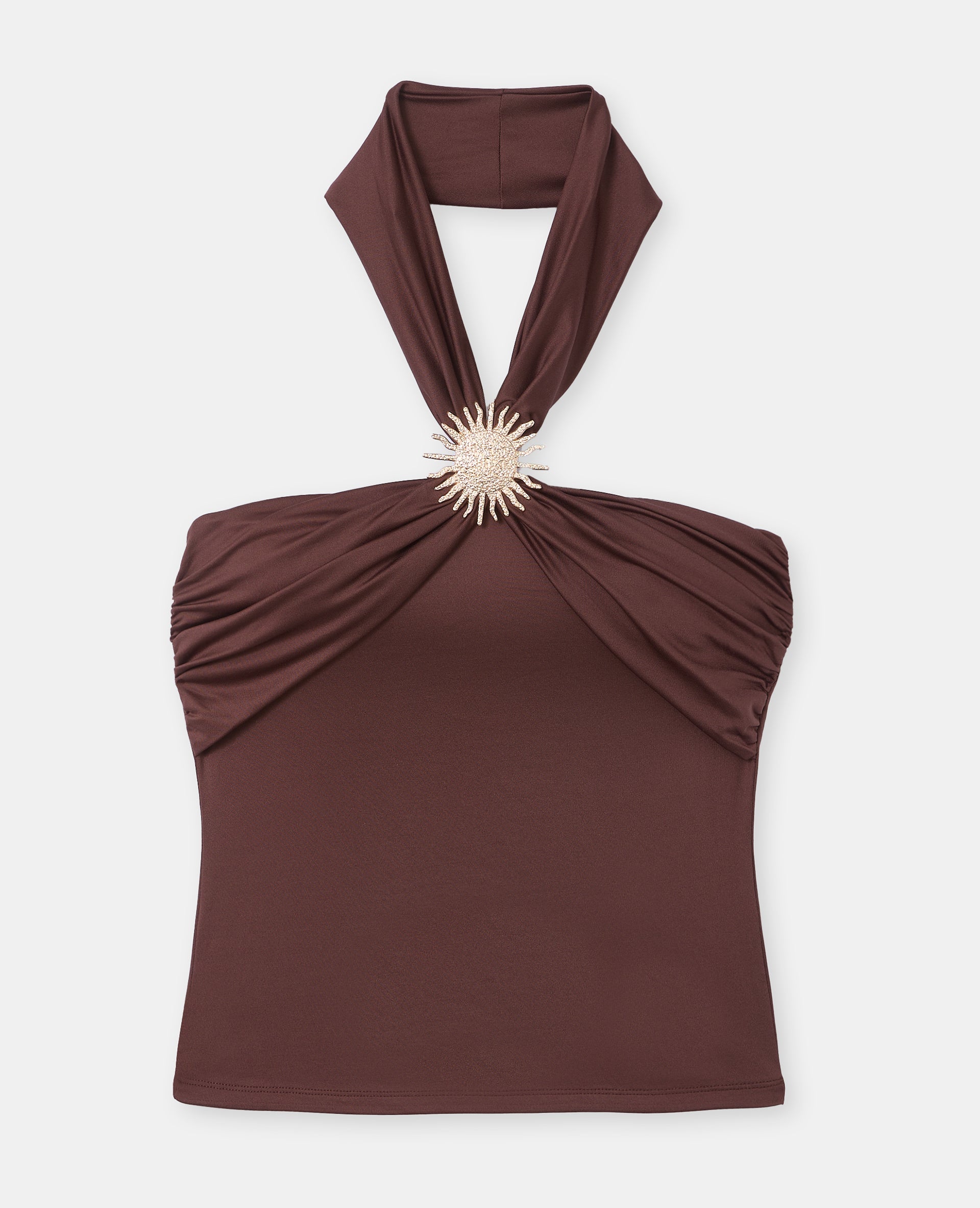 Top dos-nu effet croisé avec détail boucle soleil