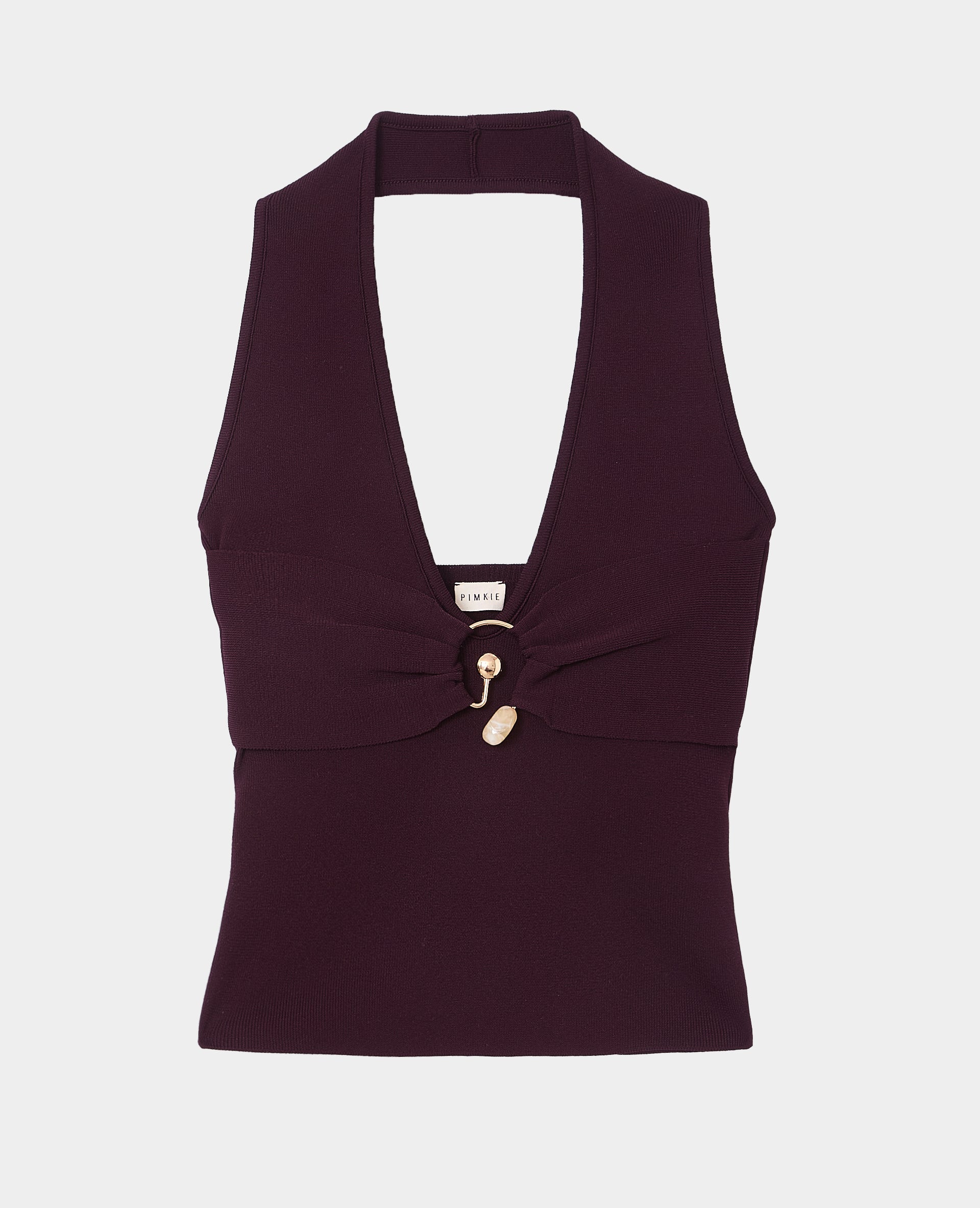 Top en maille dos-nu avec détail bijou poitrine