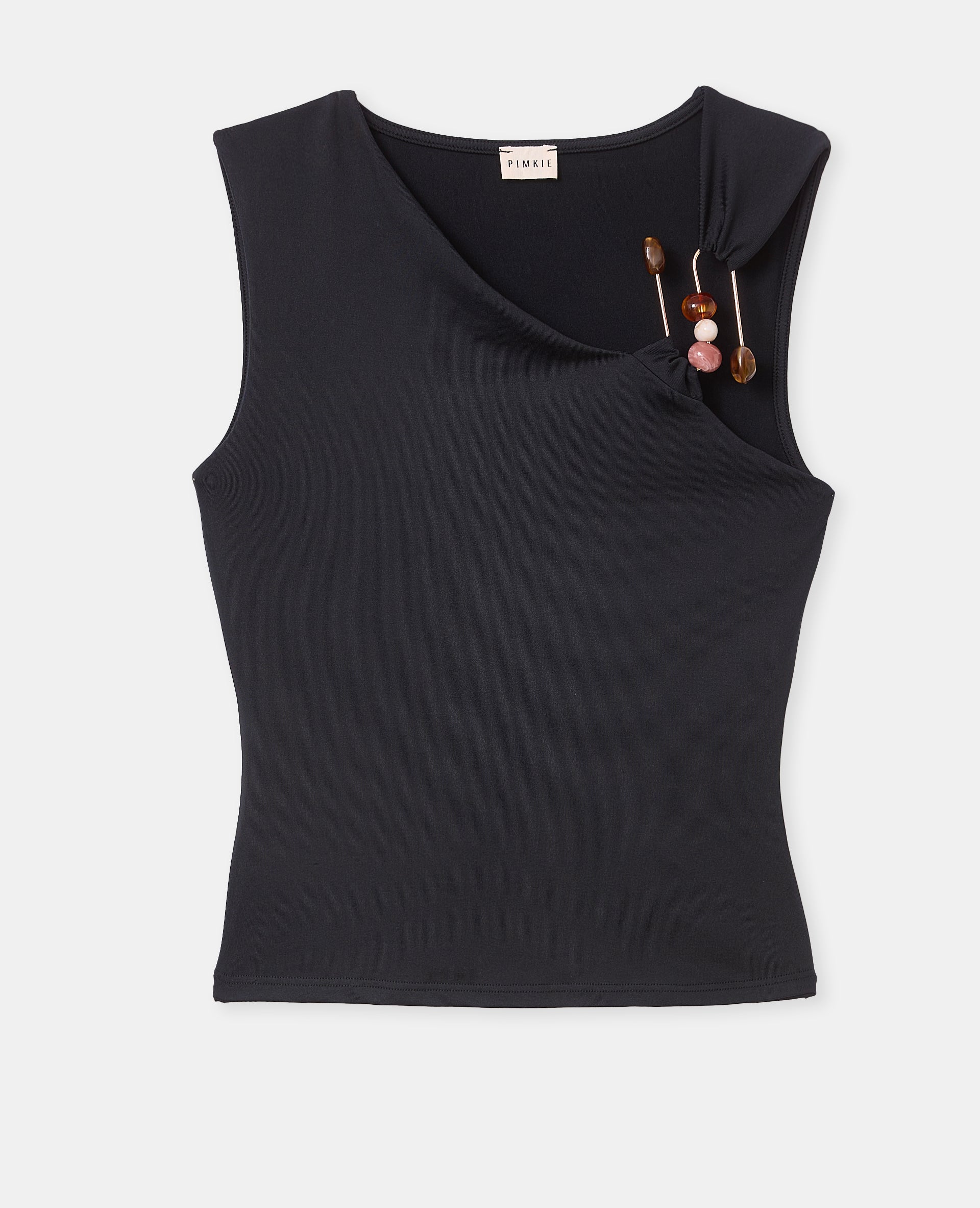 Top asymétrique avec détail bijou et pierres