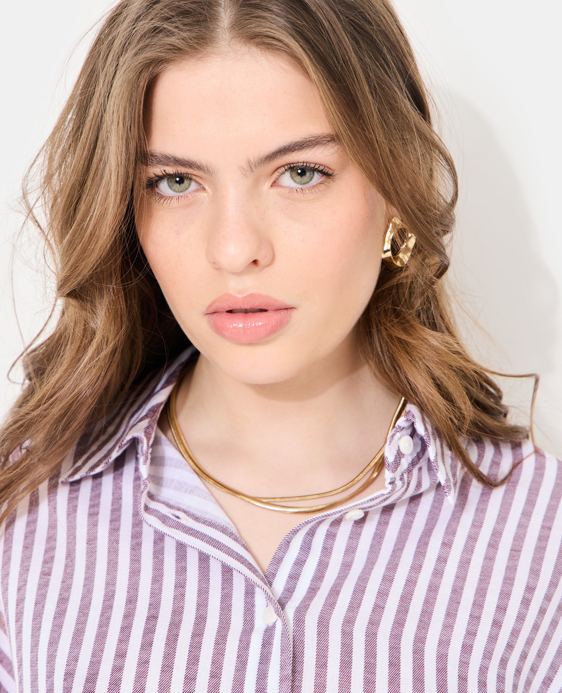 Chemise oversize rayée avec lin