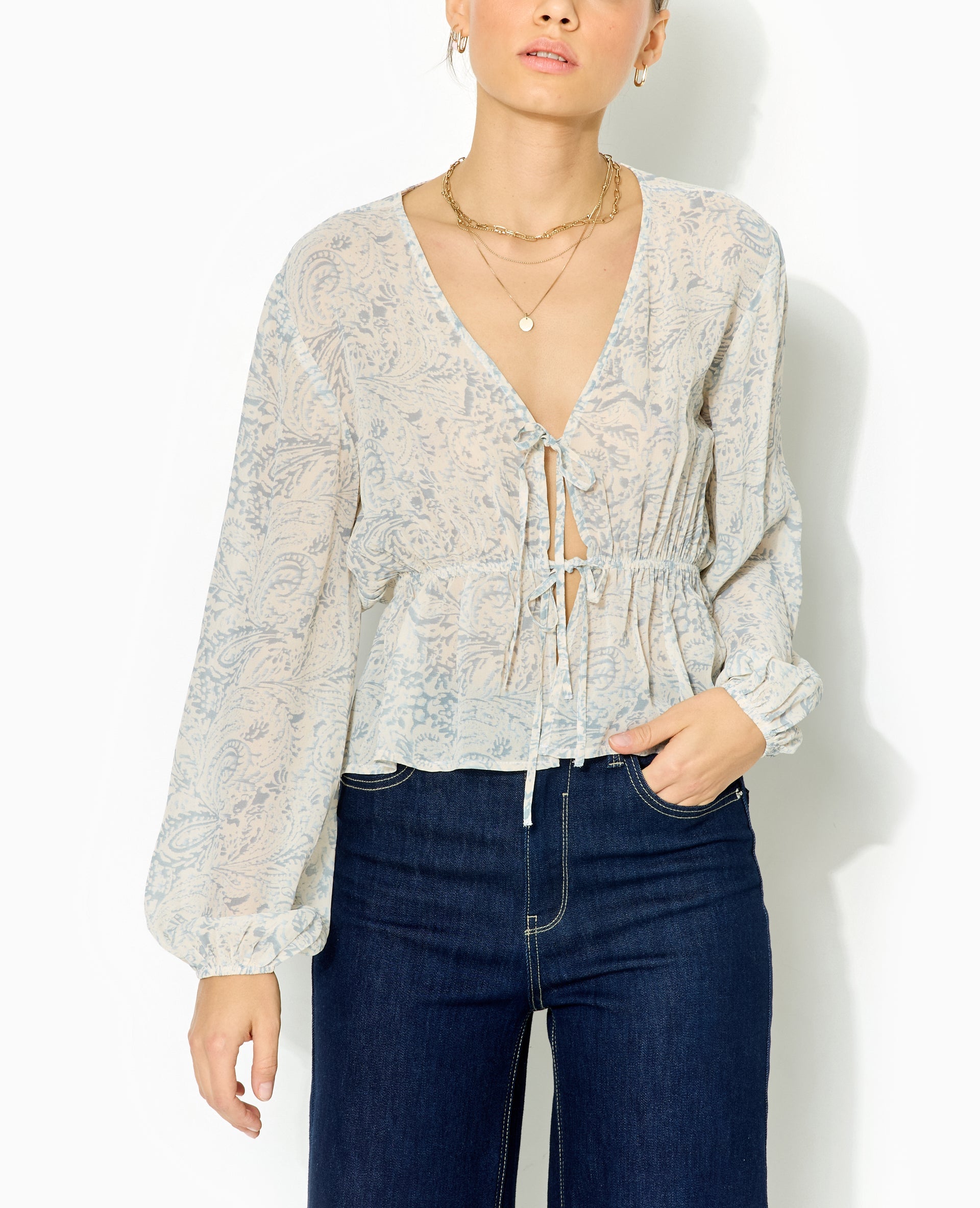 Blouse manches longues motif cachemire