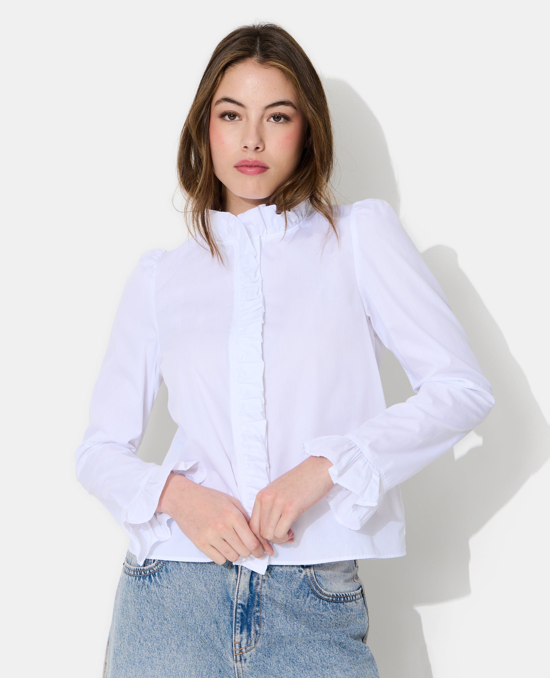 Chemise popeline avec volants