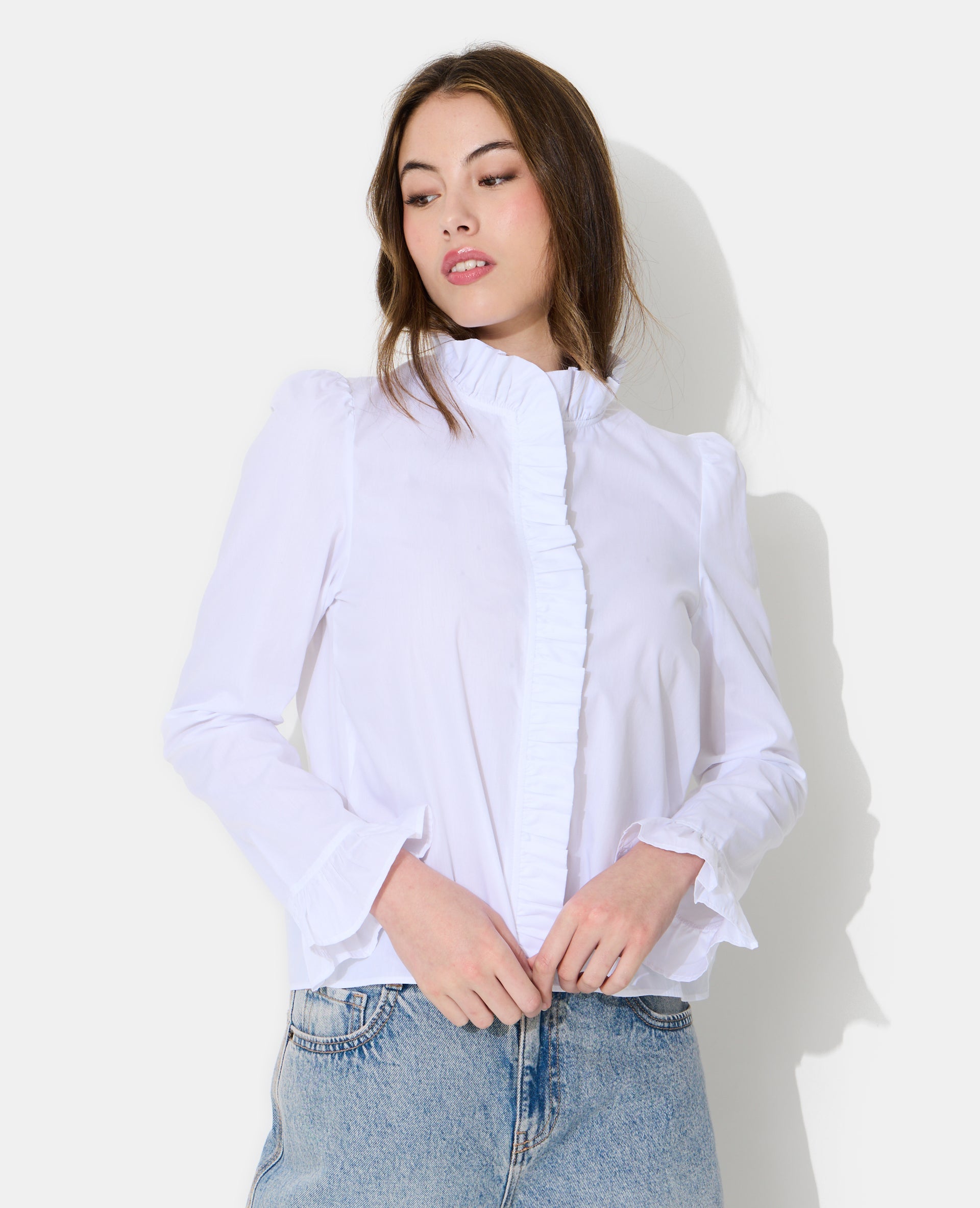 Chemise popeline avec volants