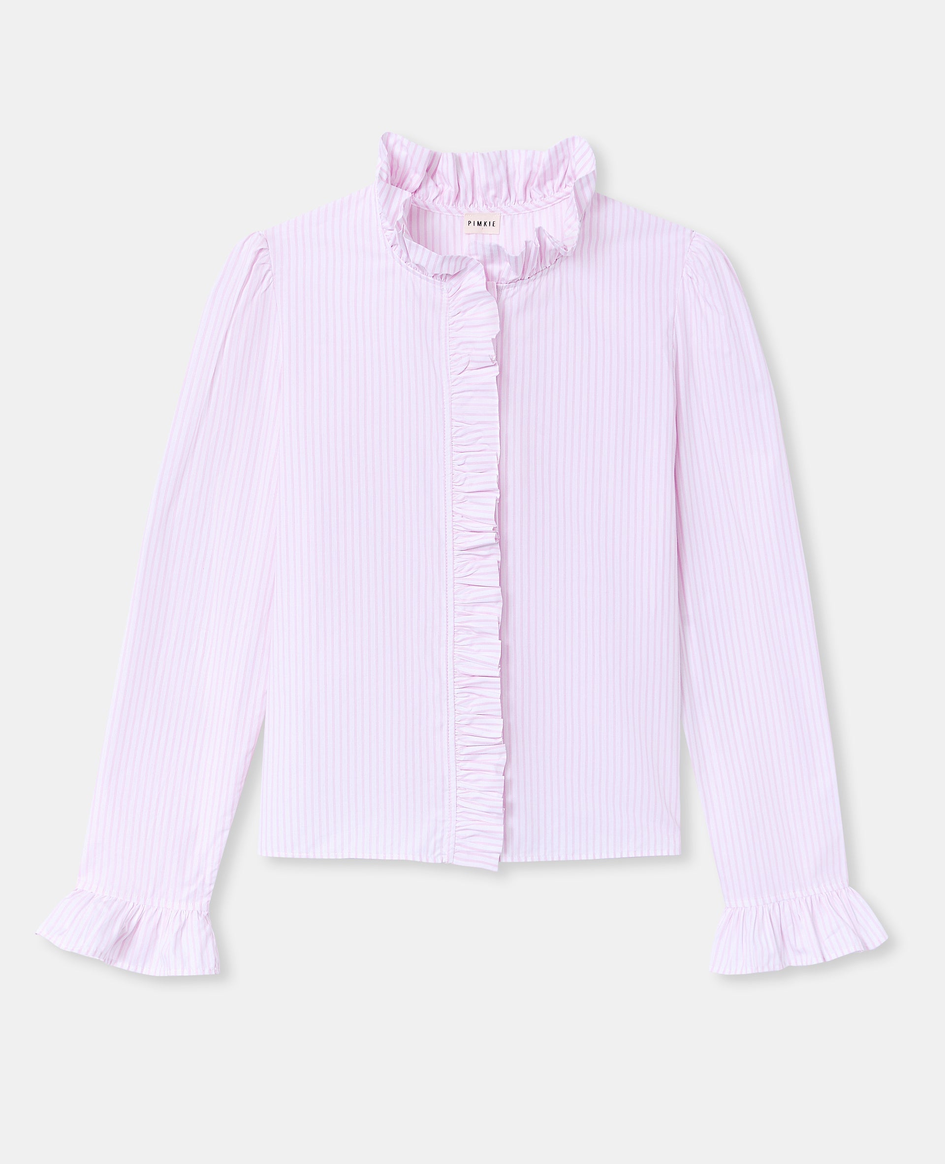 Chemise popeline rayée avec volants