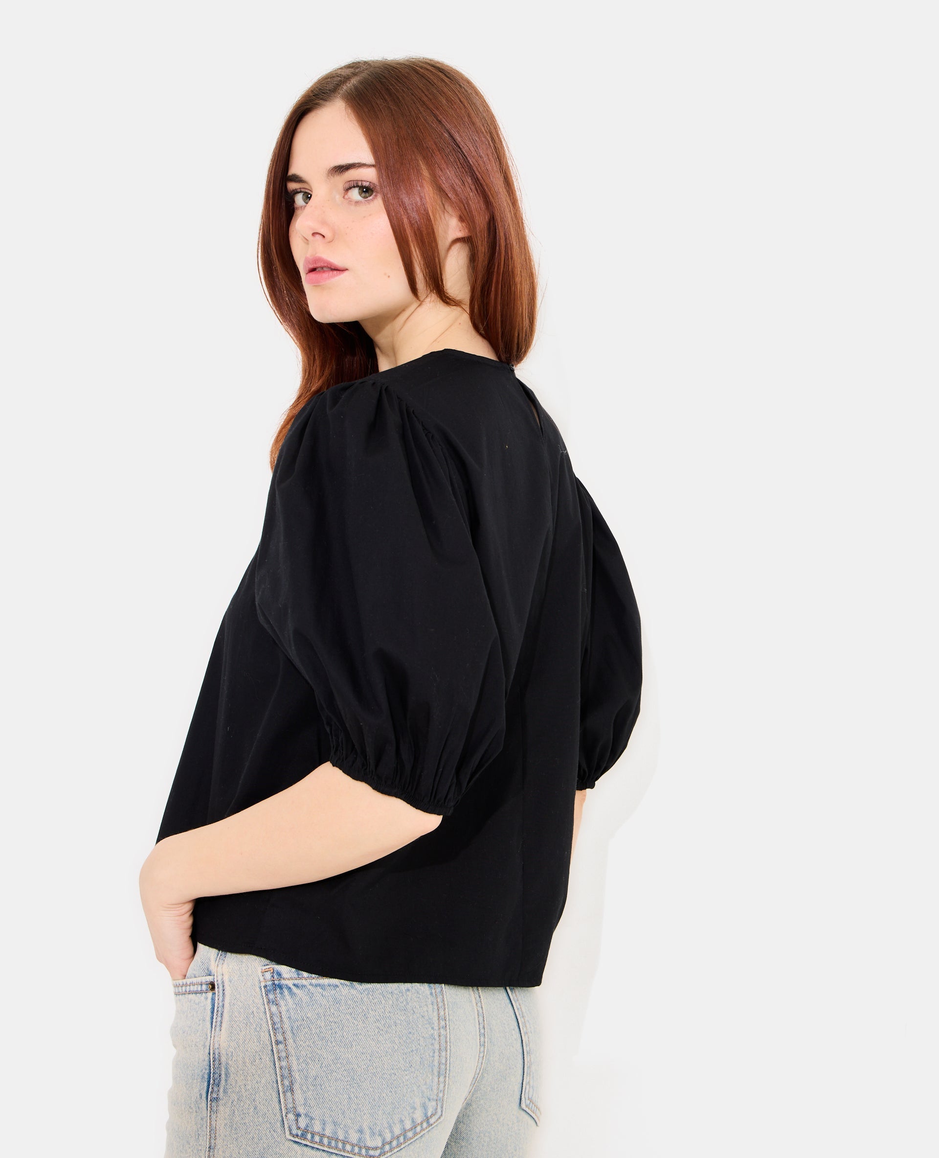 Blouse col rond avec manches ballons