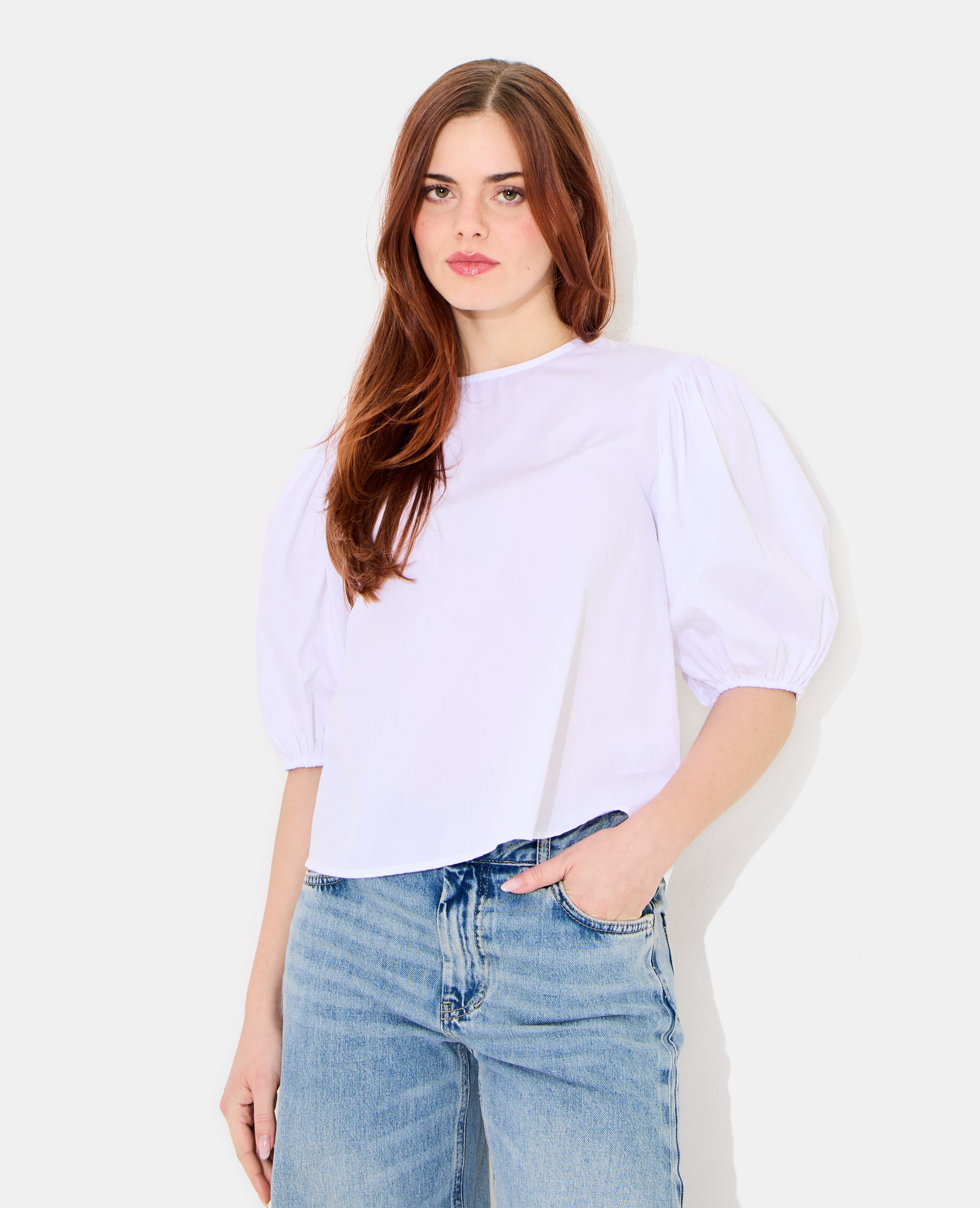 Blouse col rond avec manches ballons