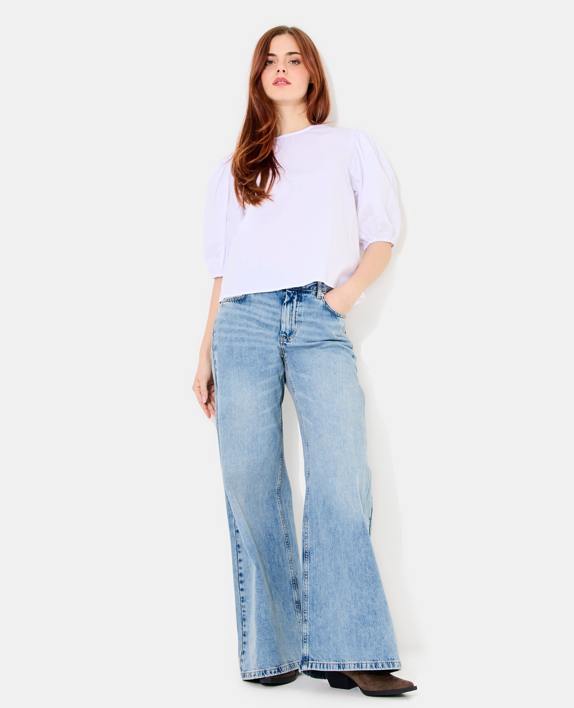 Blouse col rond avec manches ballons