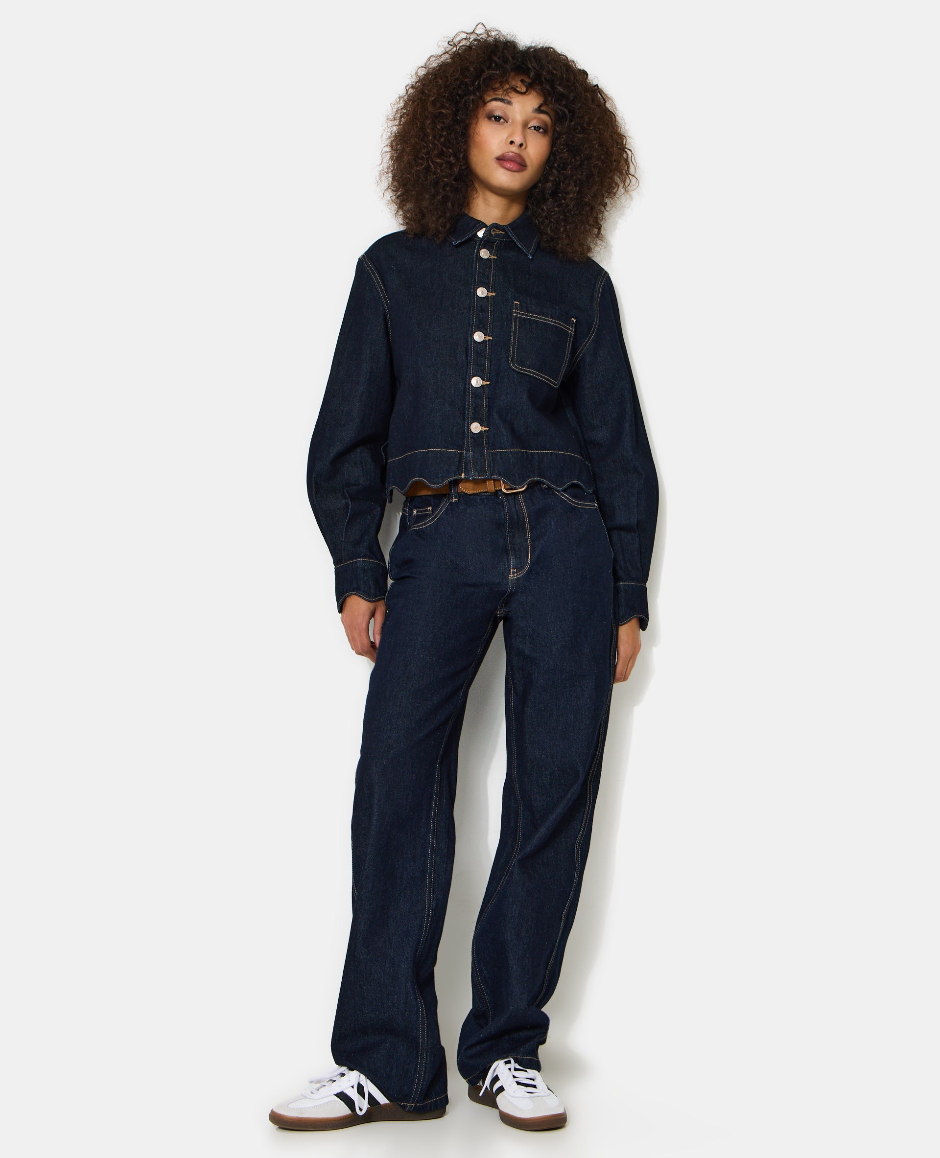 Chemise en jean avec bords zig-zag