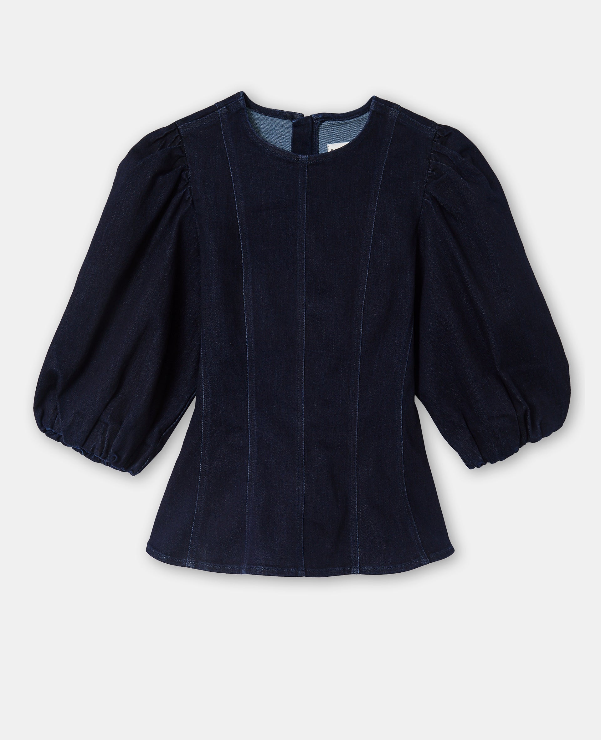 Top en jean stretch avec manches ballons