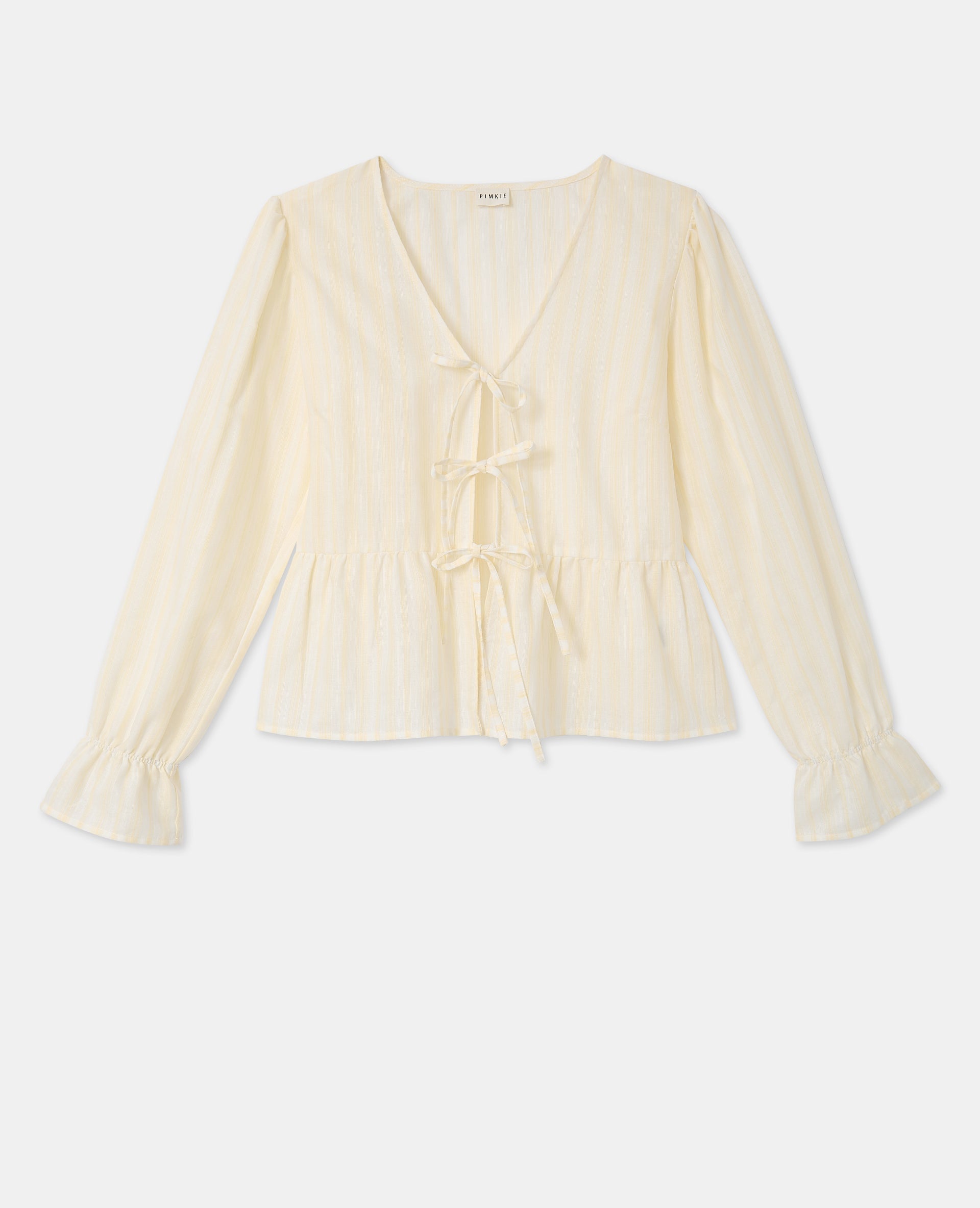 Blouse rayée avec volants et nouettes