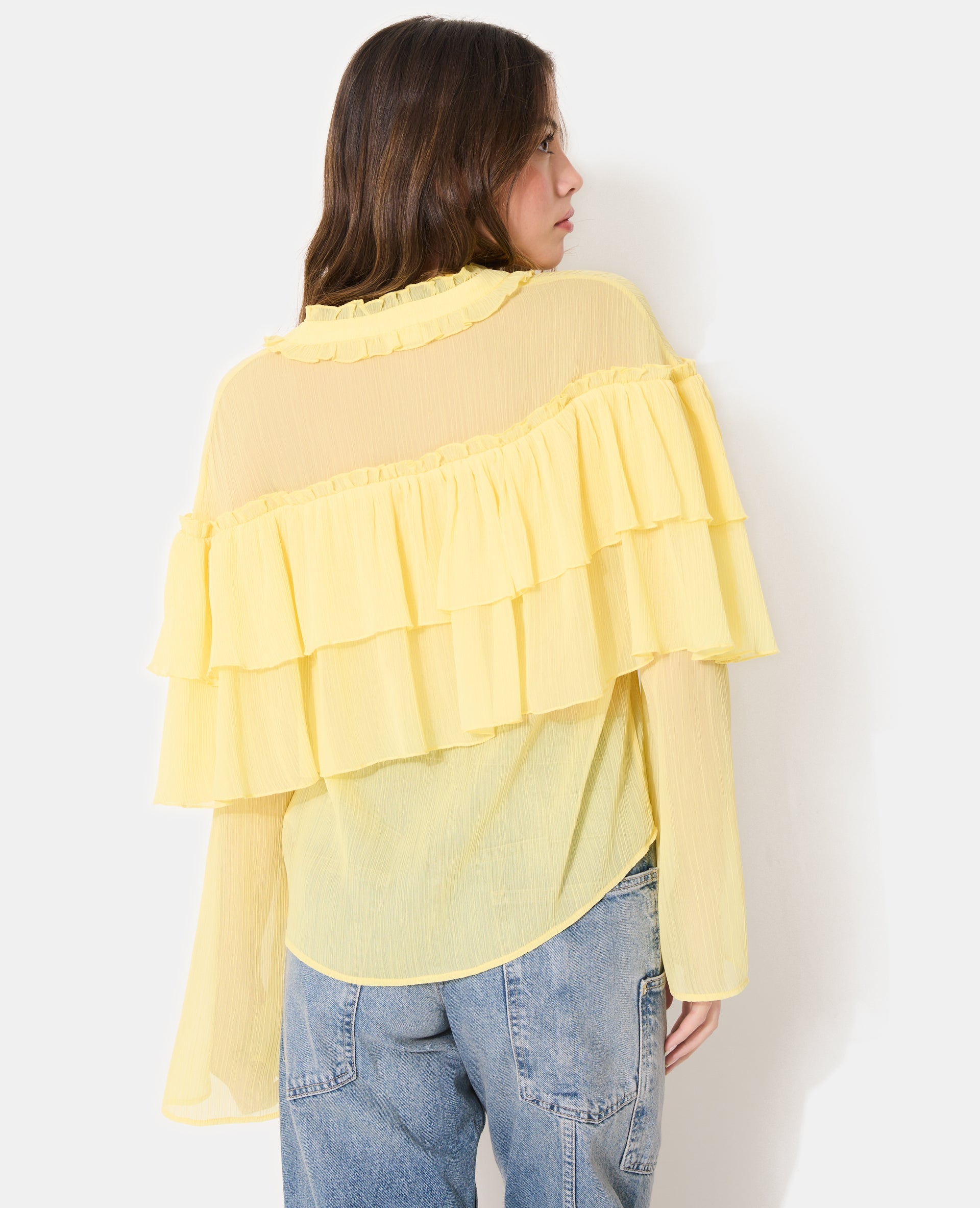 Blouse en voile avec volants et manches flare