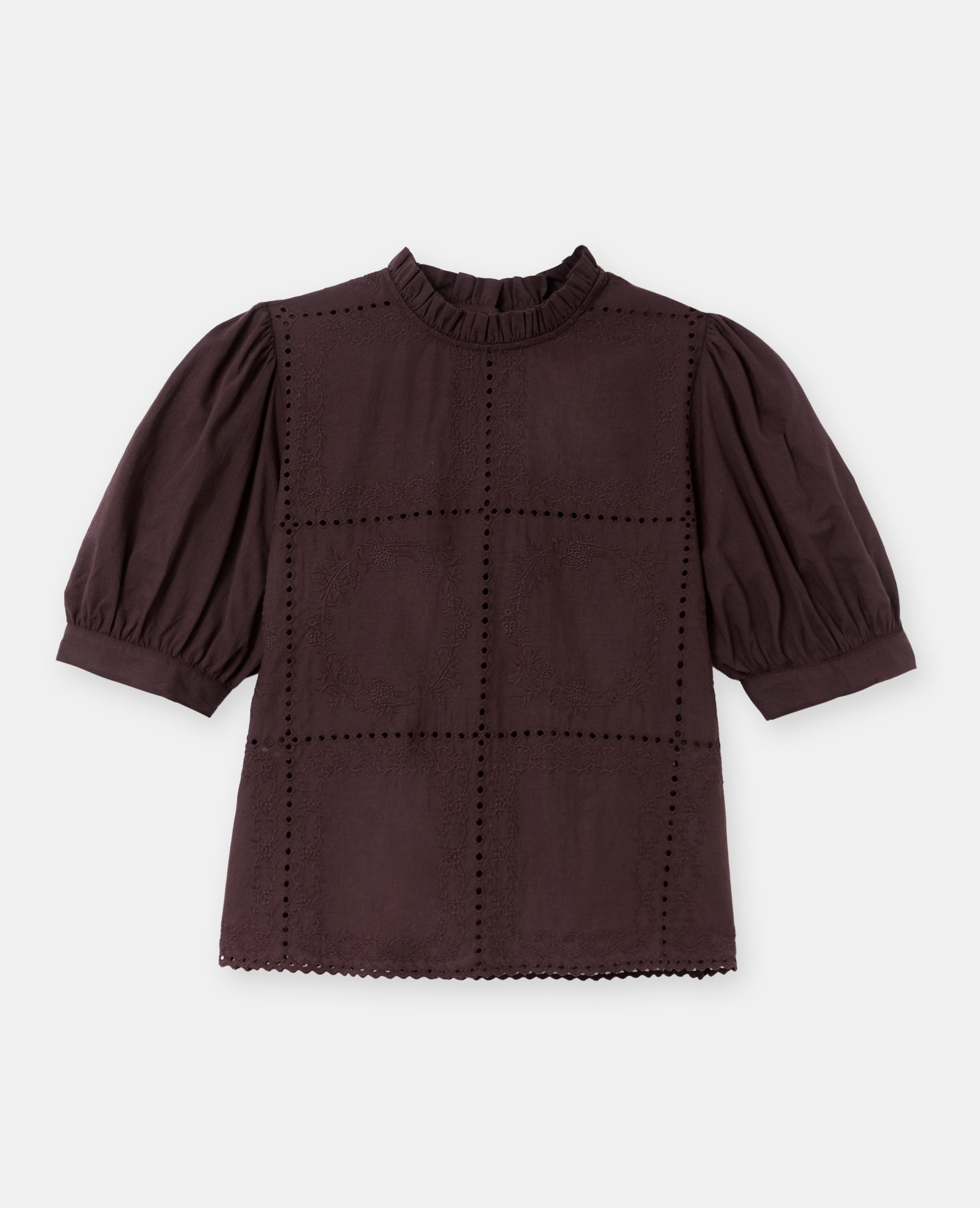 Blouse avec détails ajourés et broderies