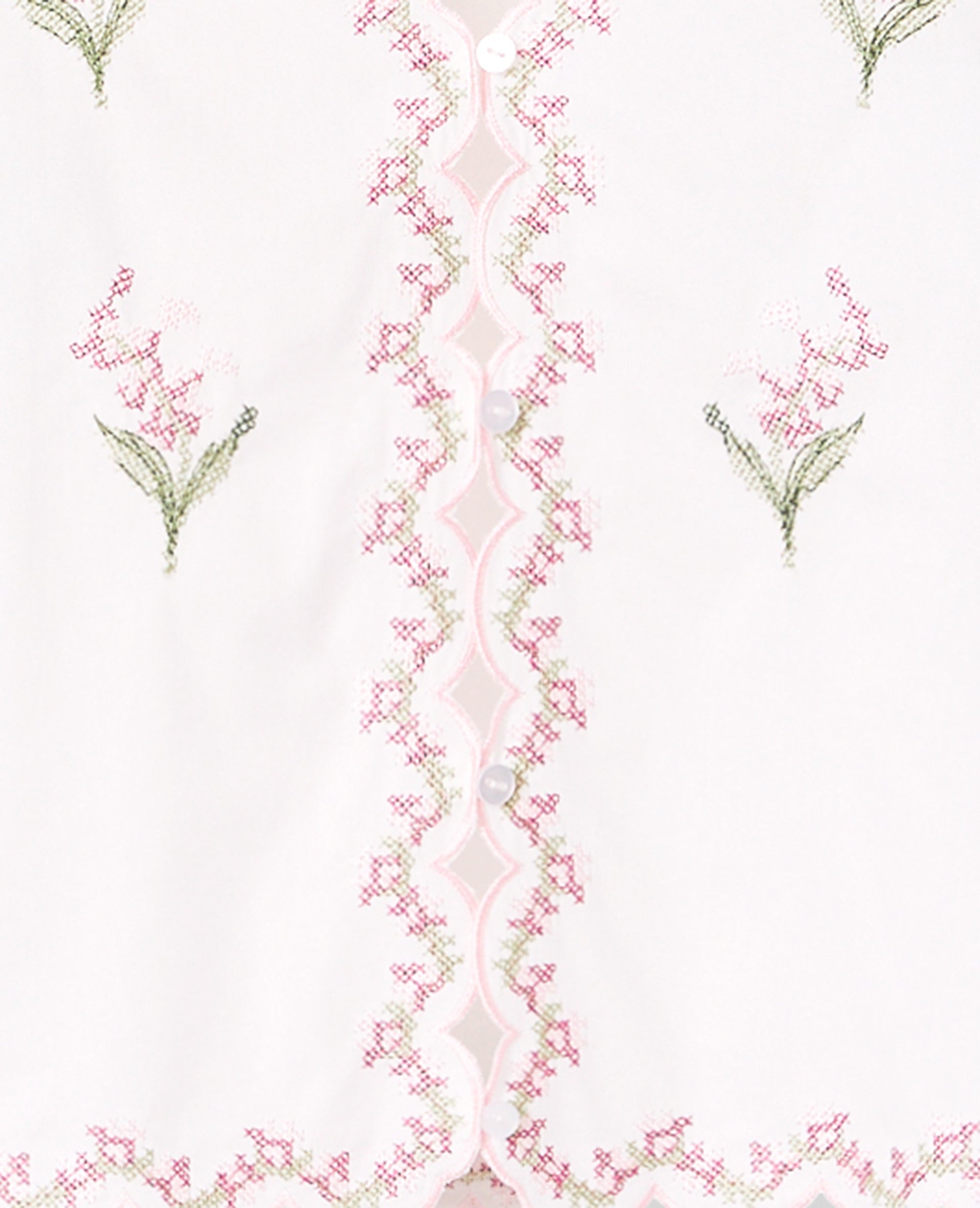 Blouse manches courtes avec fleurs points de croix