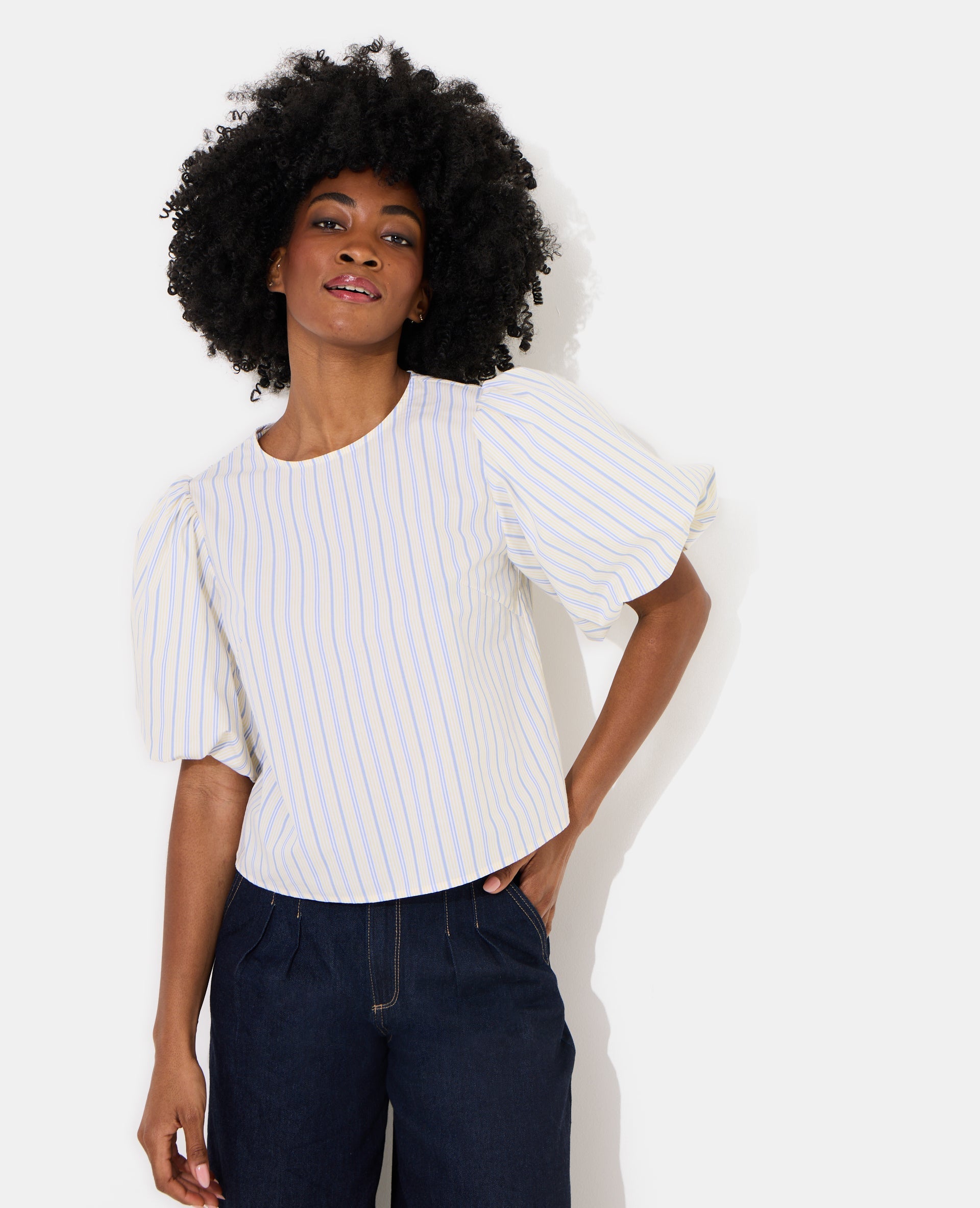 Blouse rayée manches ballons