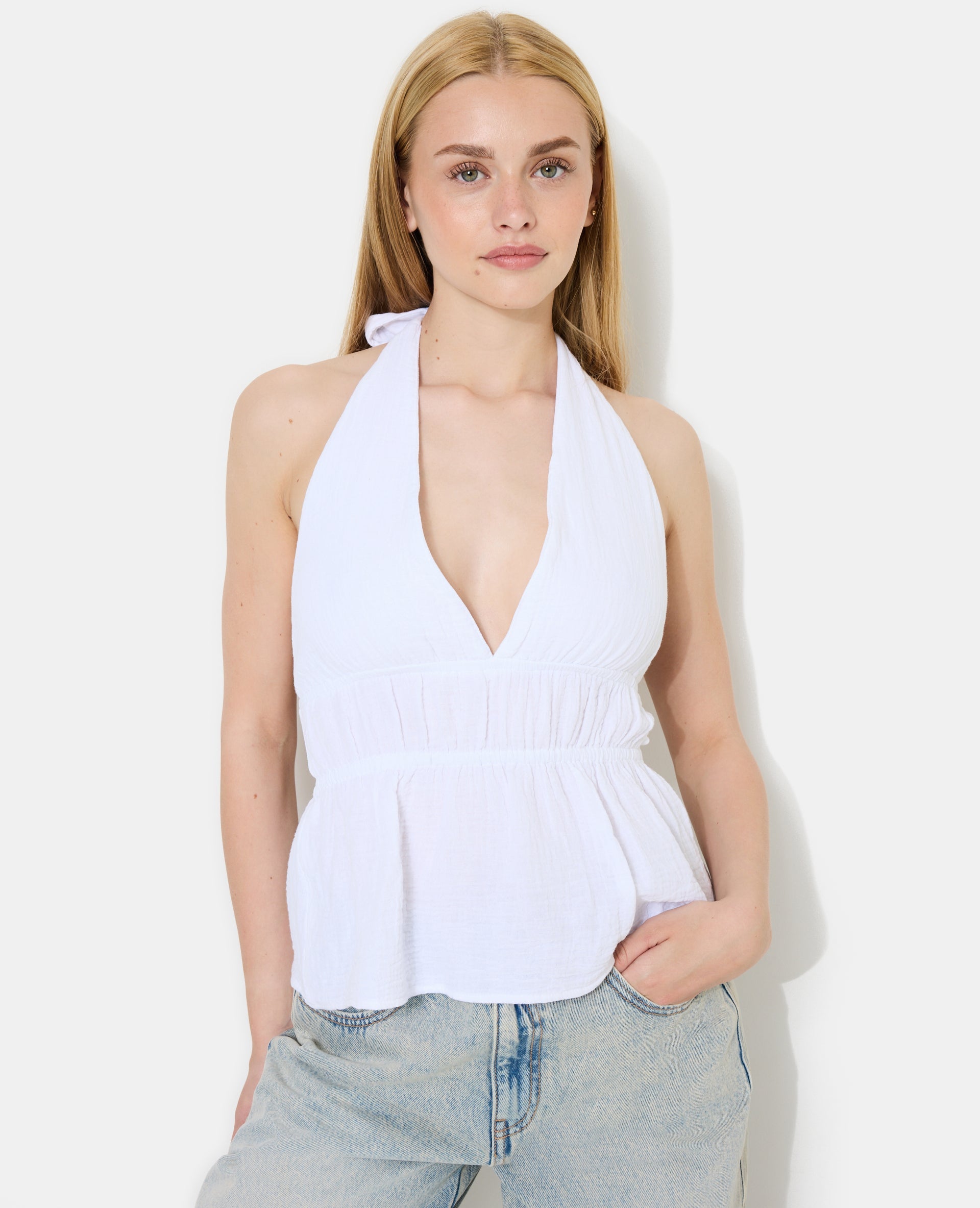 Top dos-nu en gaze de coton