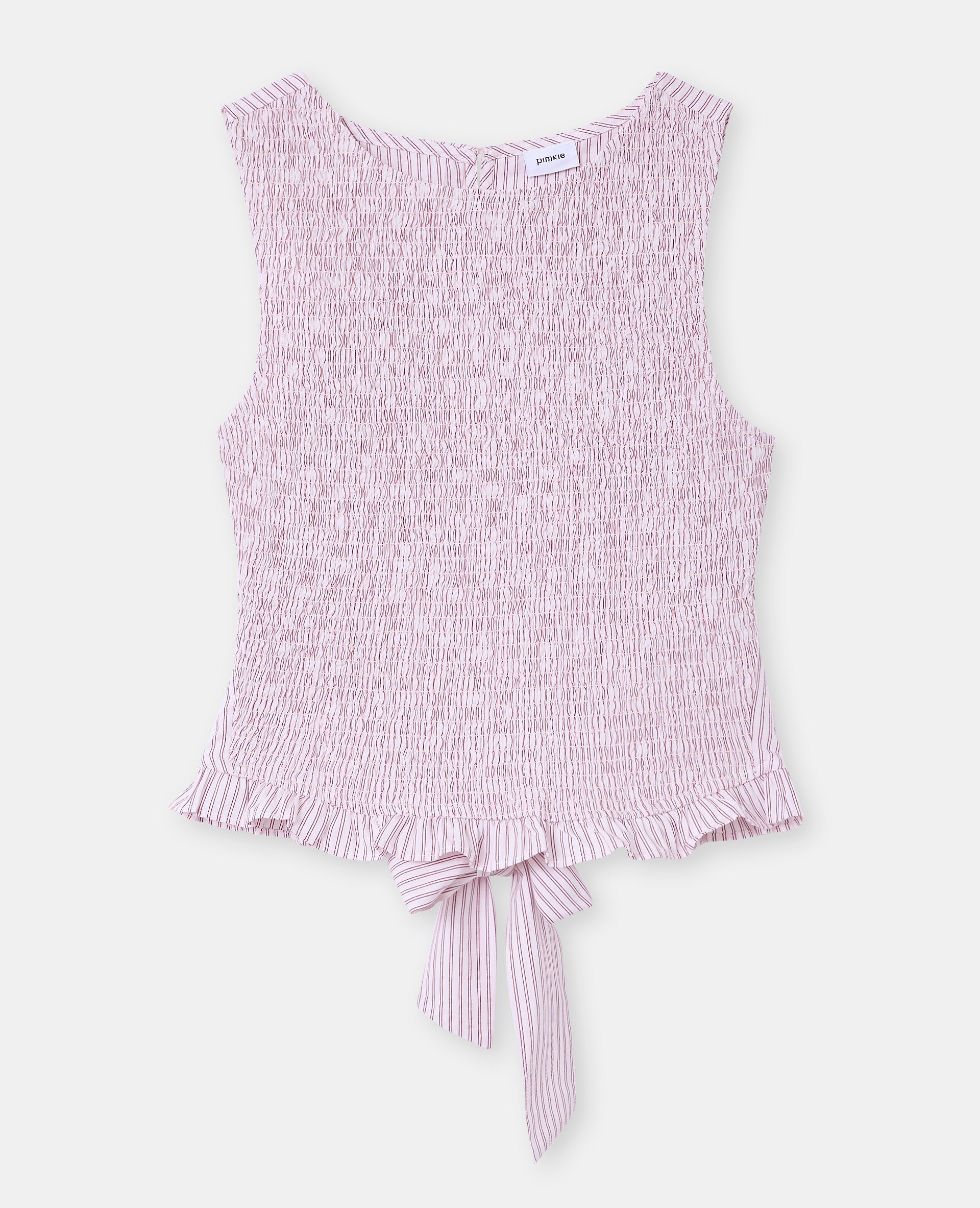 Top rayé smocké avec dos ouvert
