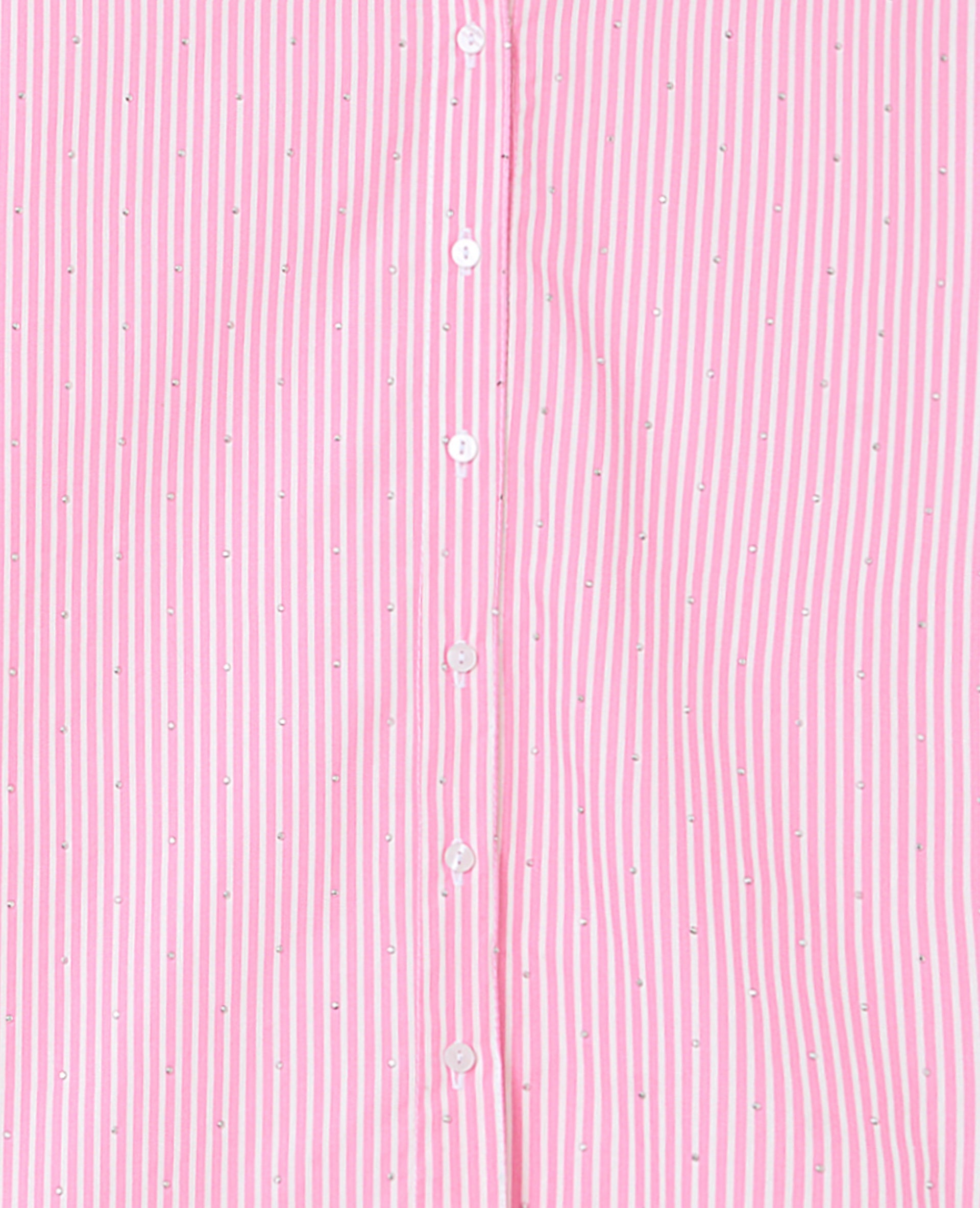 Chemise ample rayée avec strass en all over