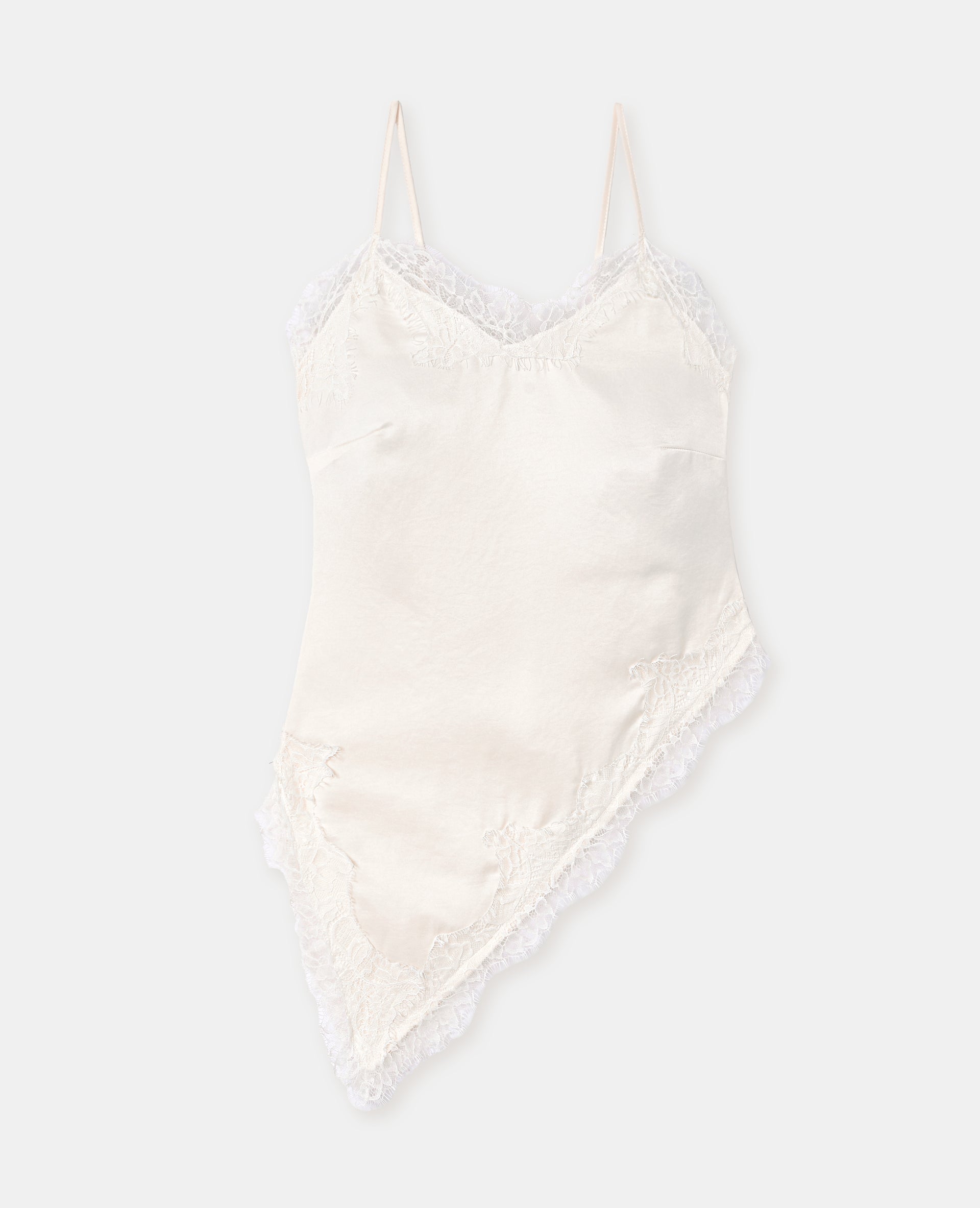 Top asymétrique satin et dentelle esprit lingerie