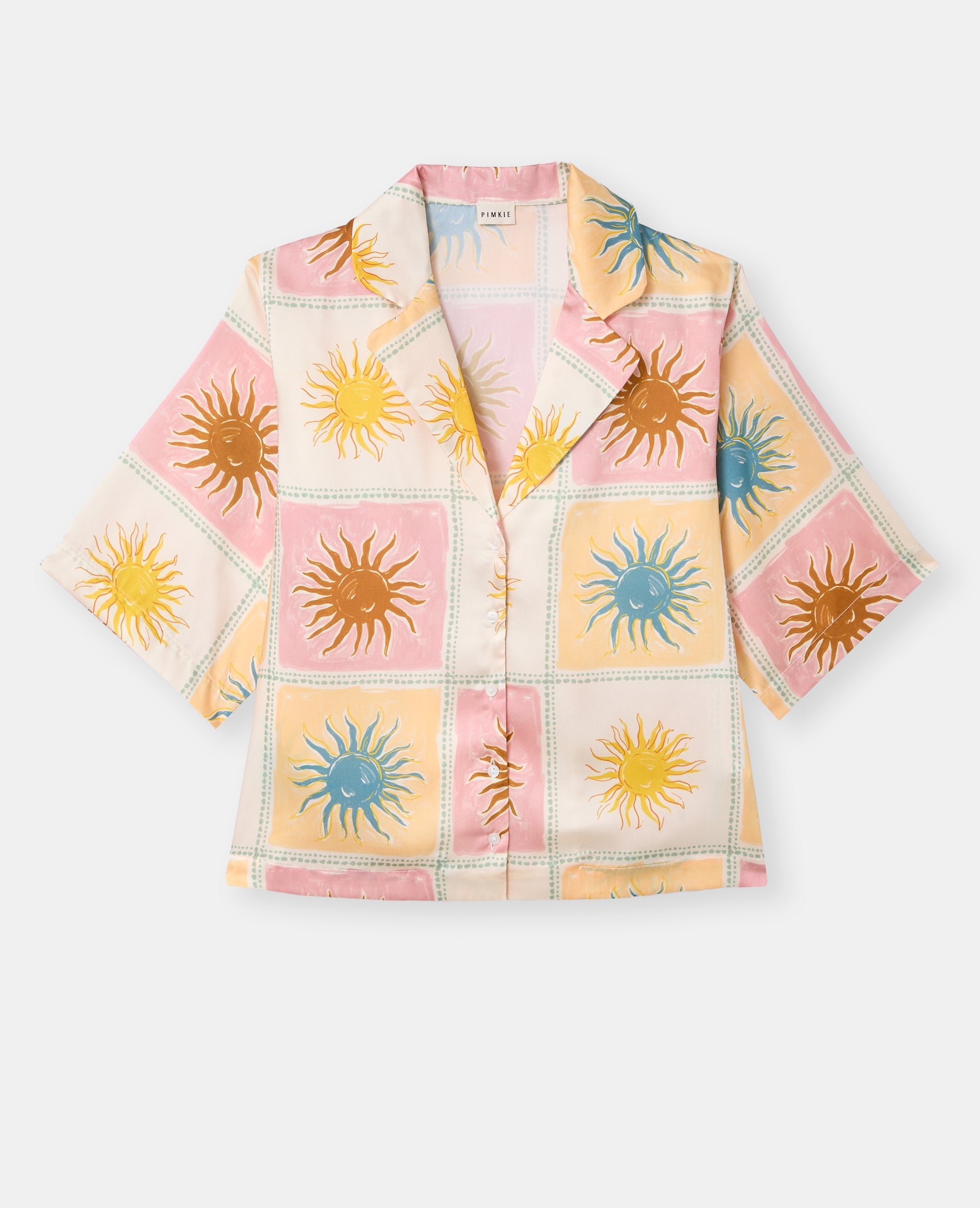 Chemisier en satin avec soleils